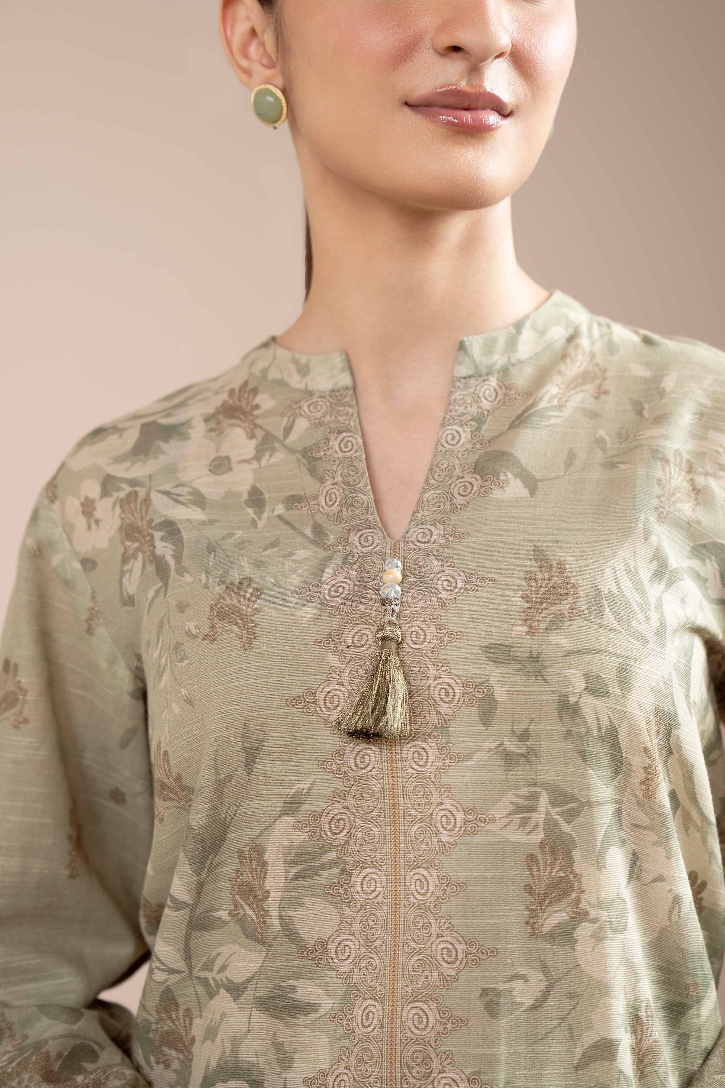 NishatUK - Brown Printed Cotton 3-piece unstitched Suit