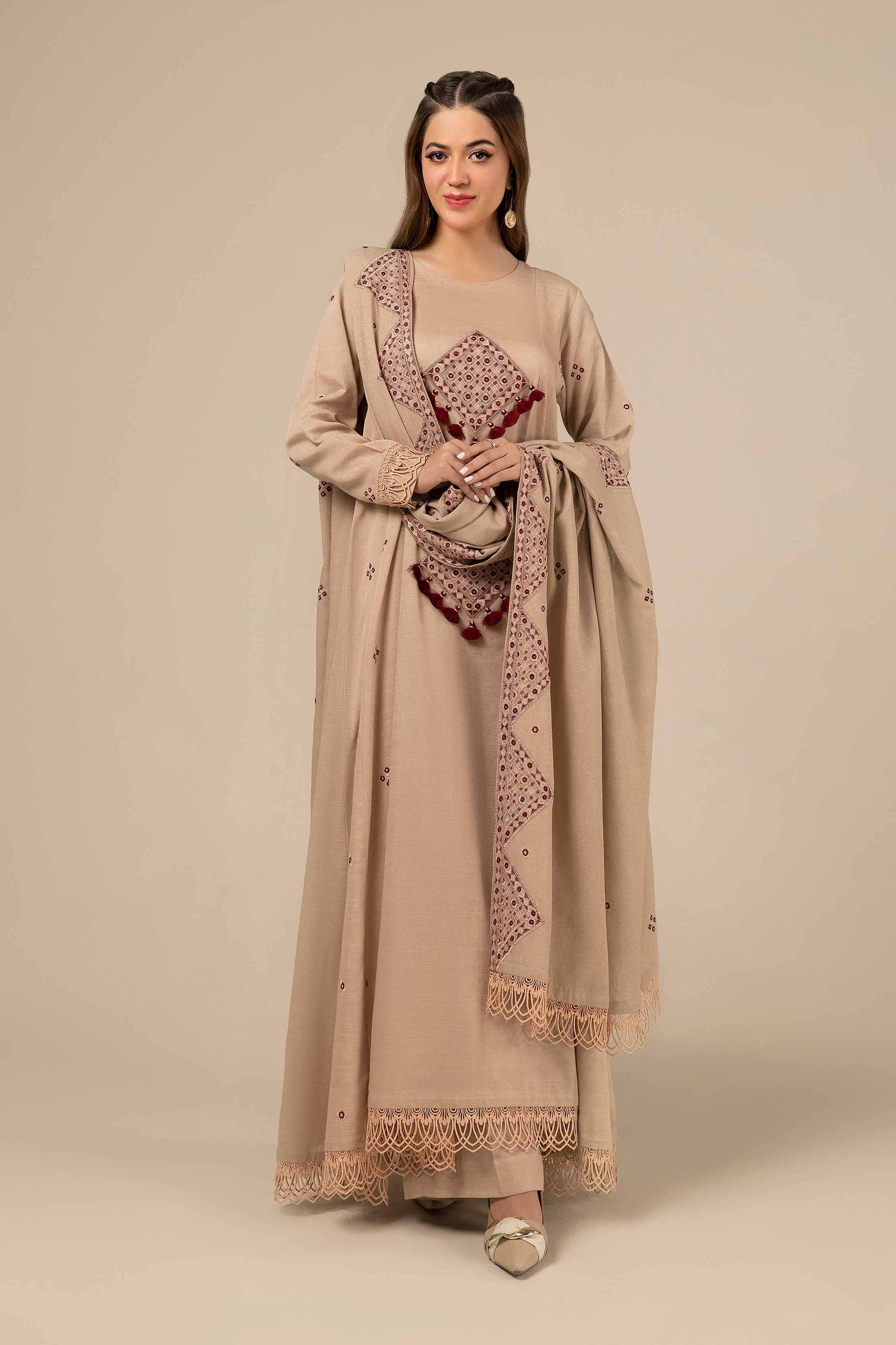 NishatUK - Pashmina Embroidered Khaddar 3-piece unstitched Suit