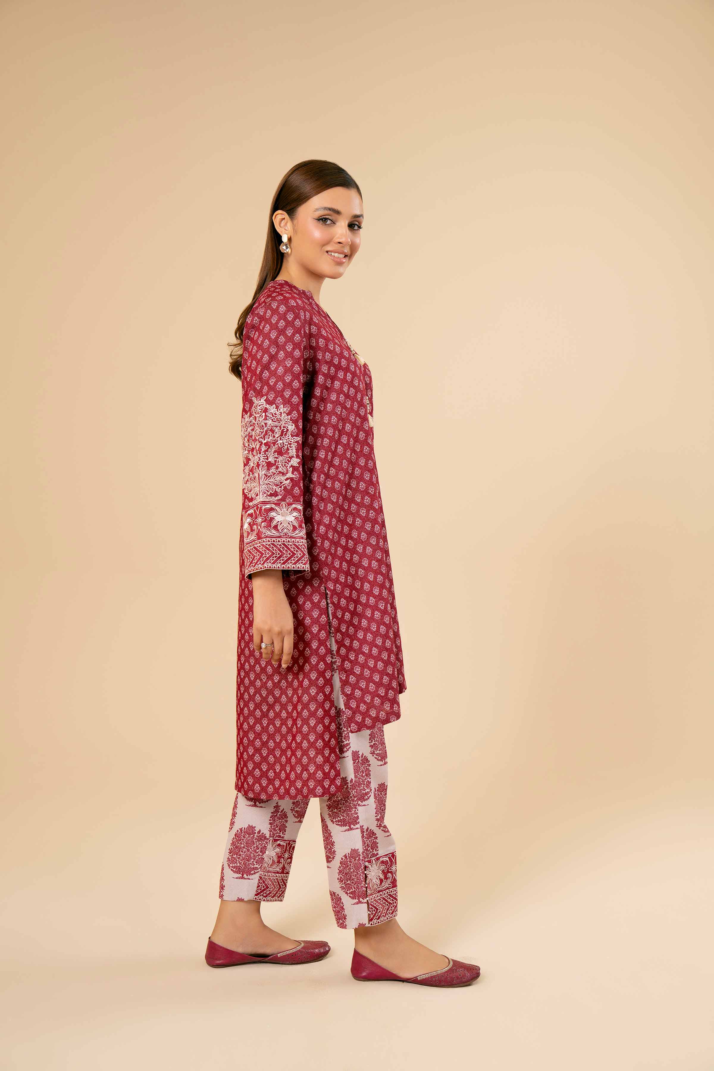 NishatUK - Brown Embroidered Karandi 2-piece unstitched Dress