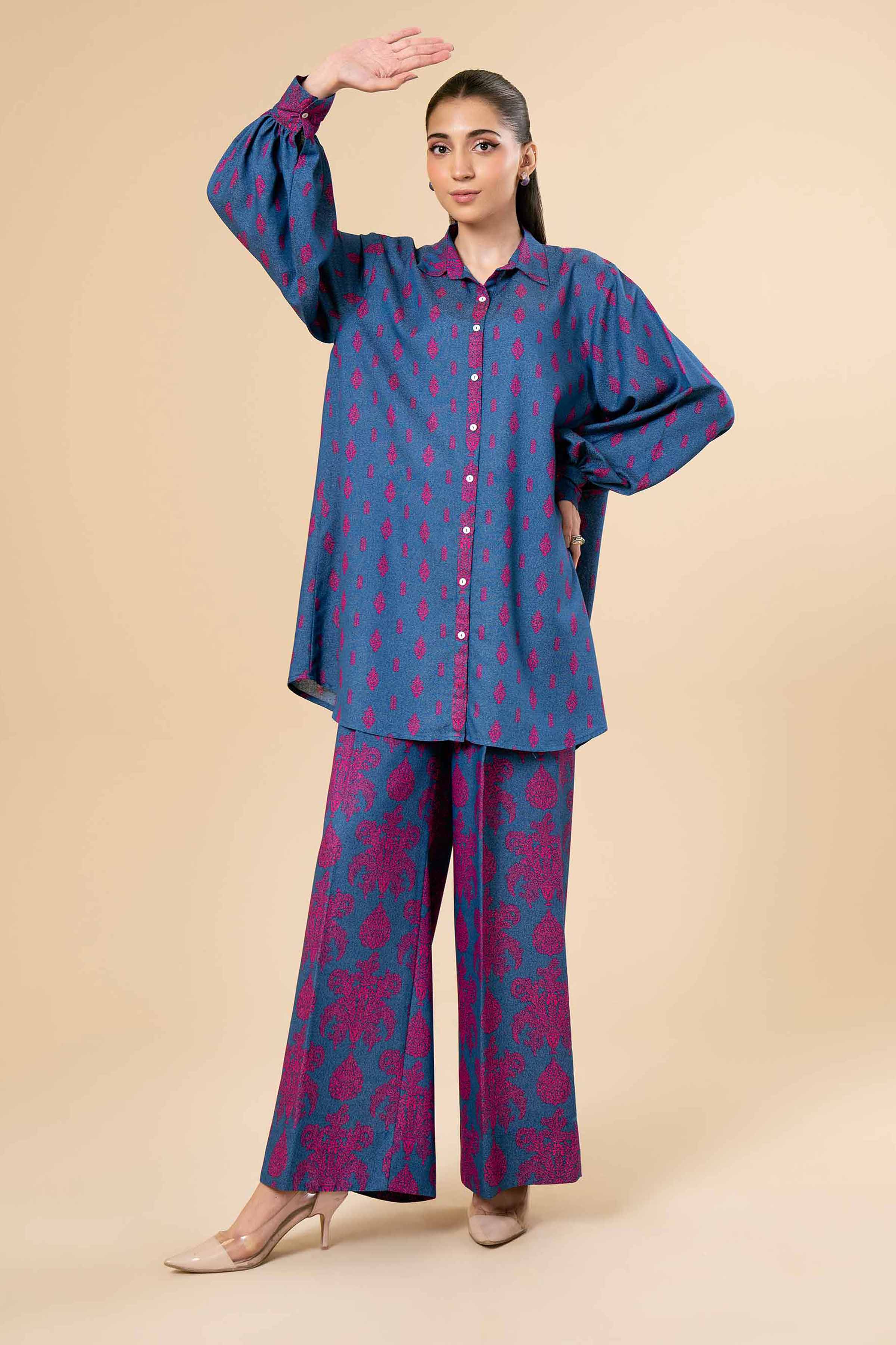 NishatUK - Brown Printed Karandi 2-piece unstitched Dress
