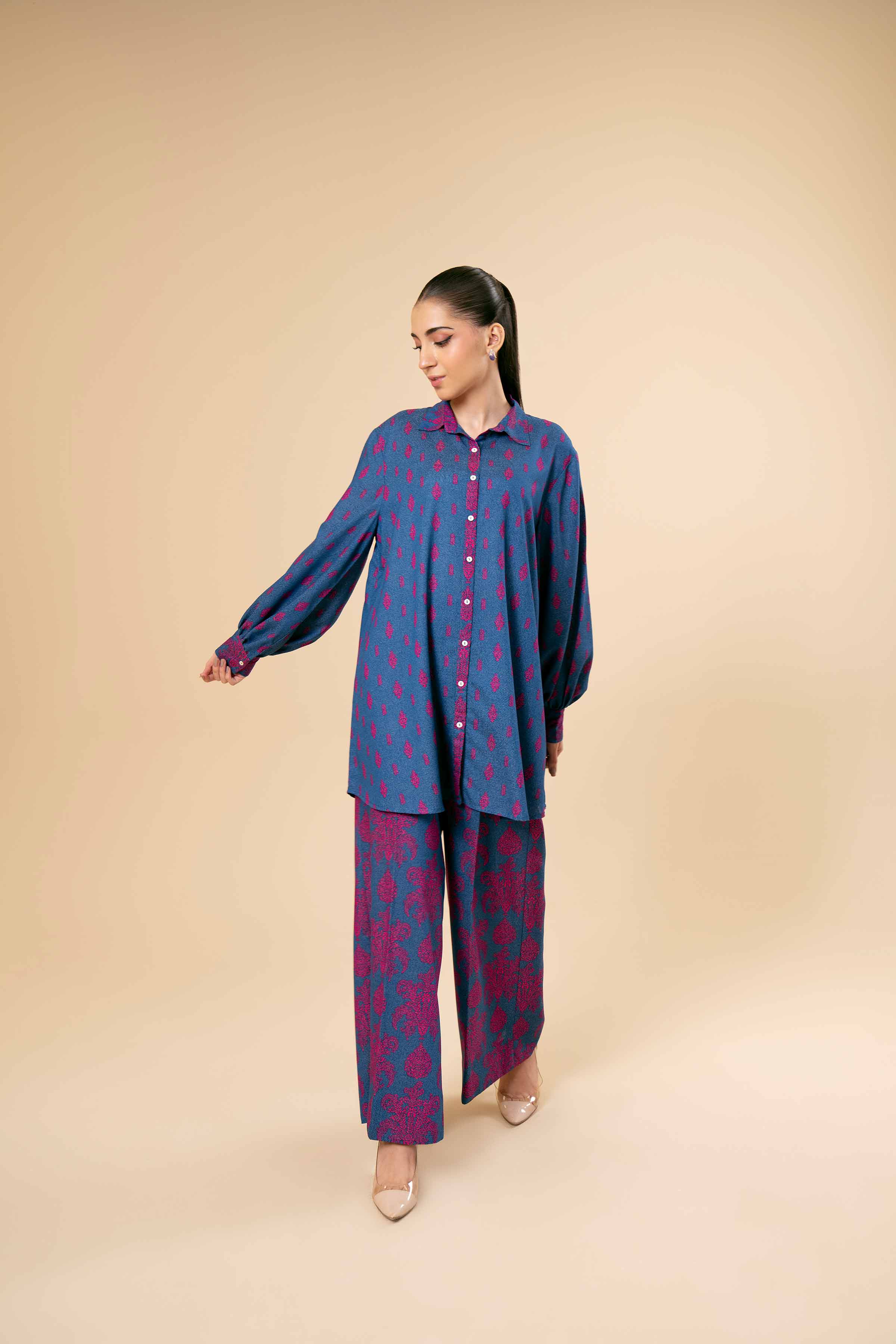 NishatUK - Brown Printed Karandi 2-piece unstitched Dress