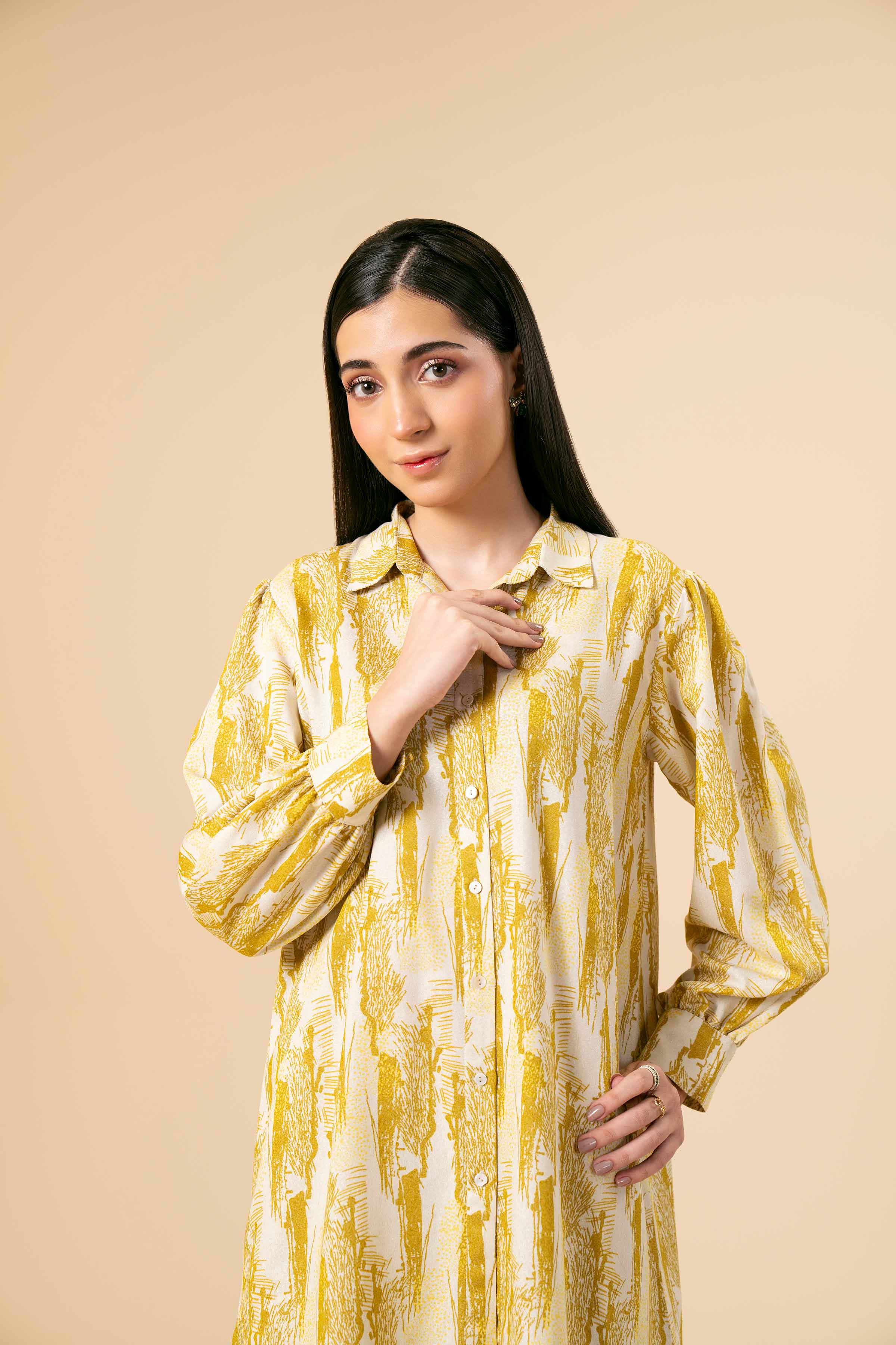 NishatUK - Brown Printed Karandi 2-piece unstitched Dress