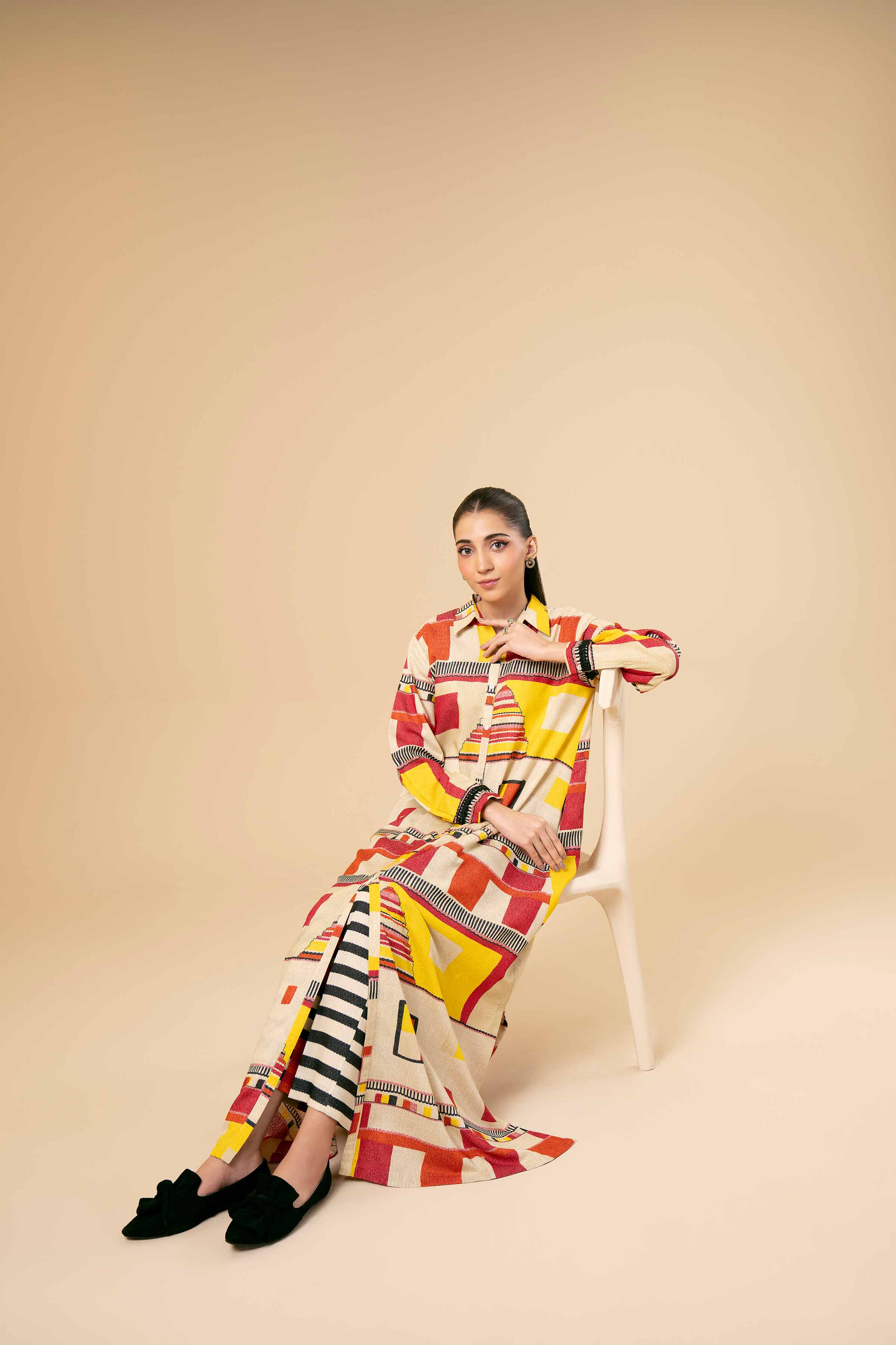 NishatUK - Brown Printed Karandi 2-piece unstitched Dress