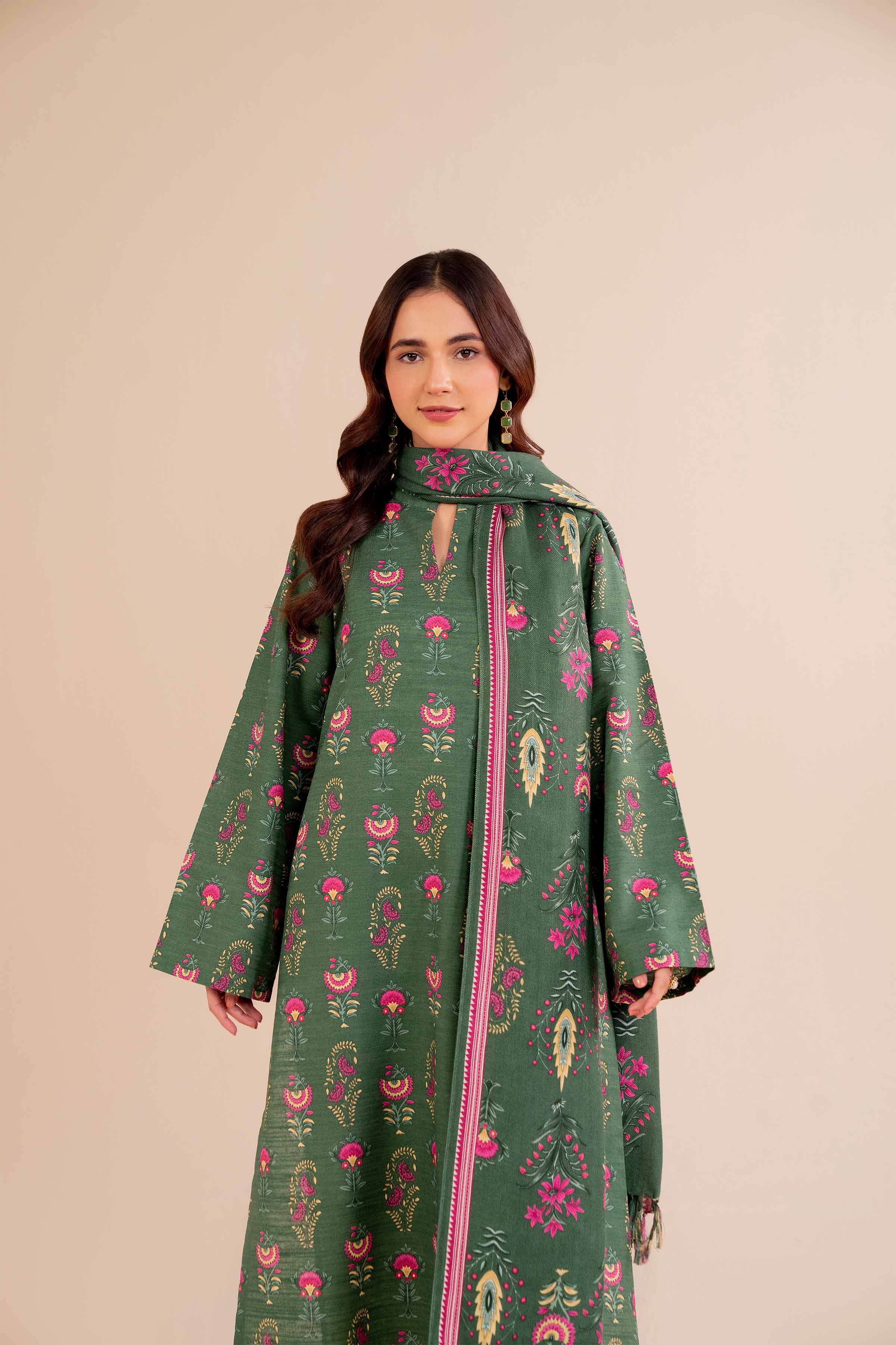 NishatUK - Brown Printed Cotton 2-piece unstitched Dress