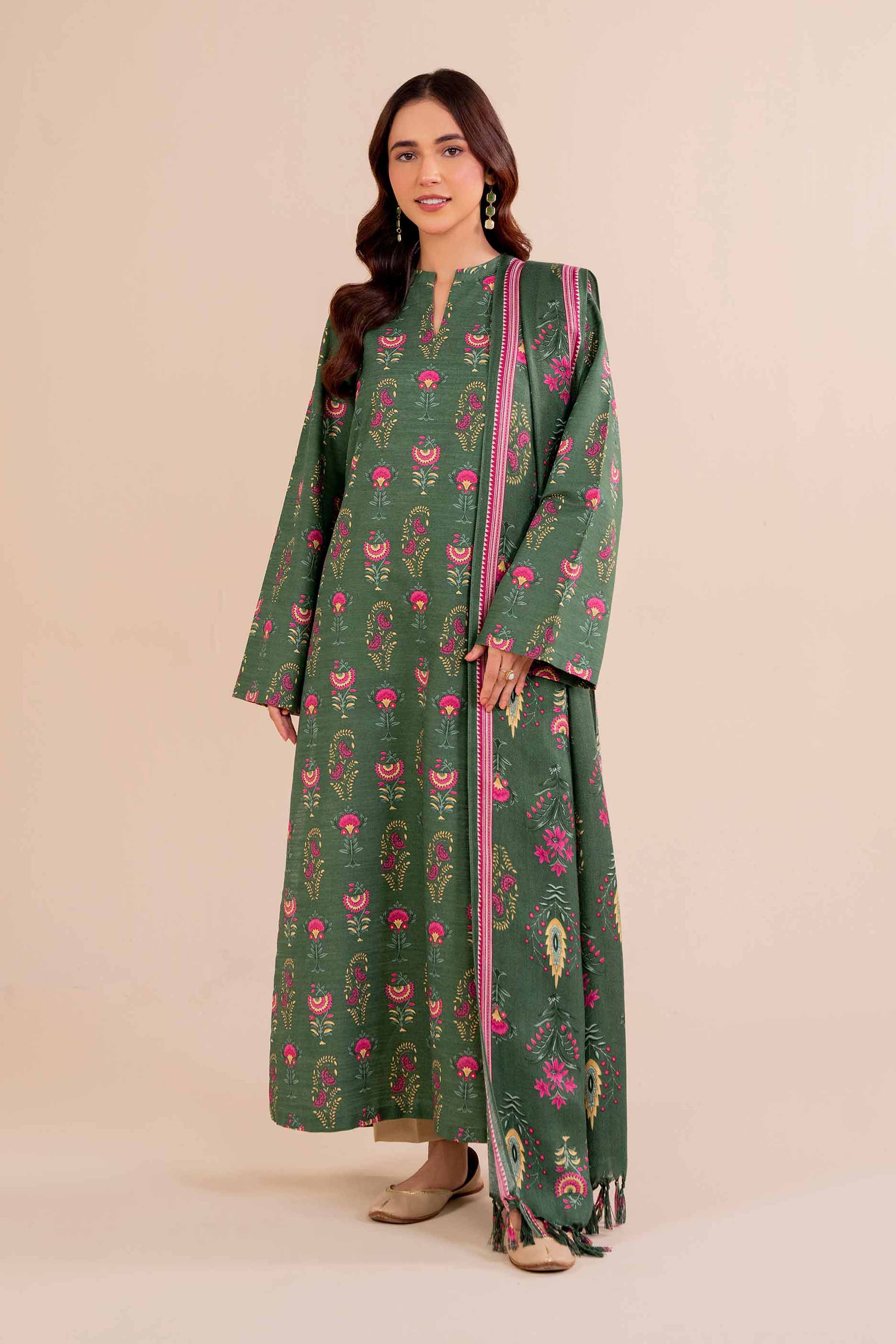 NishatUK - Brown Printed Cotton 2-piece unstitched Dress