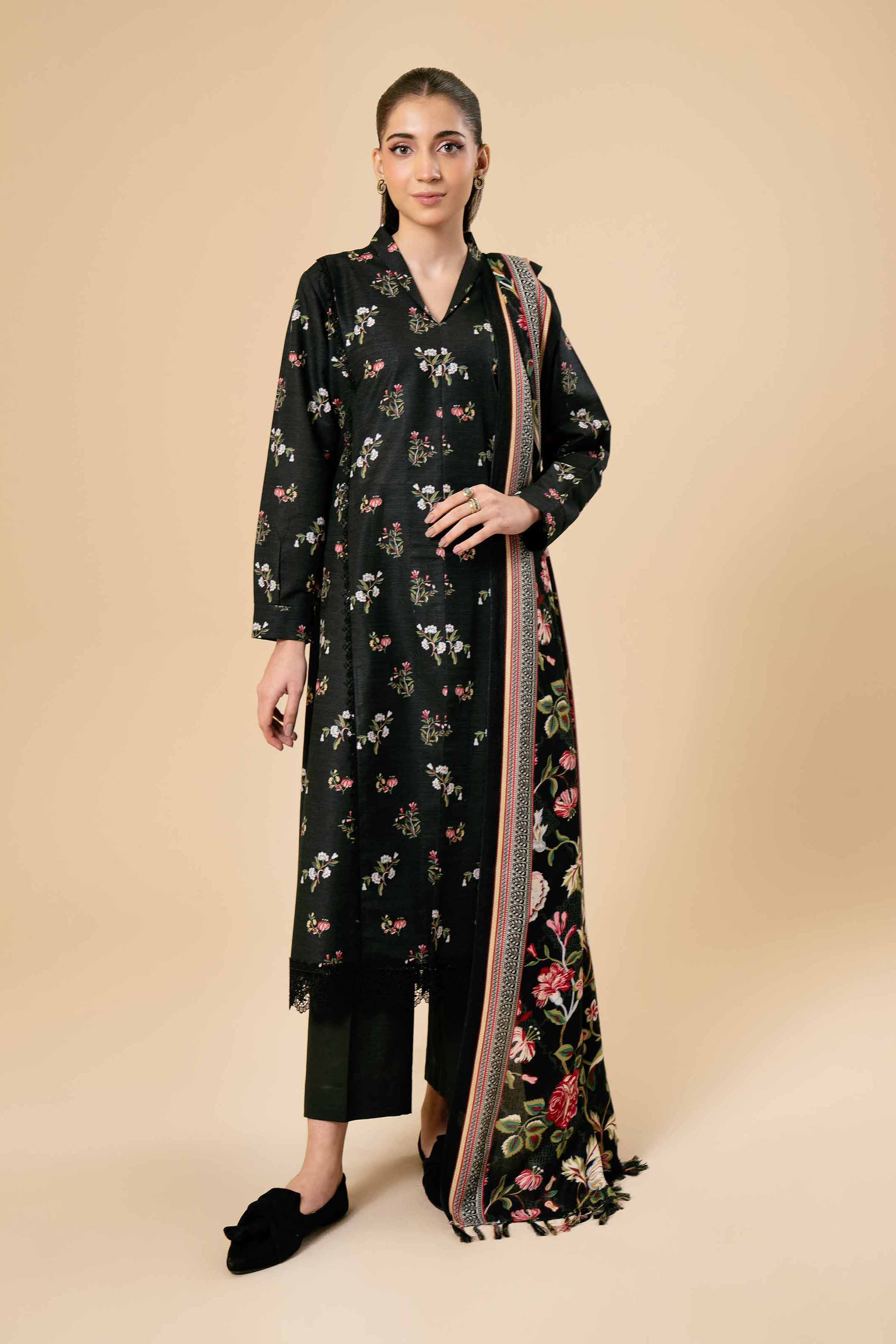 NishatUK - Brown Printed Cotton 2-piece unstitched Dress