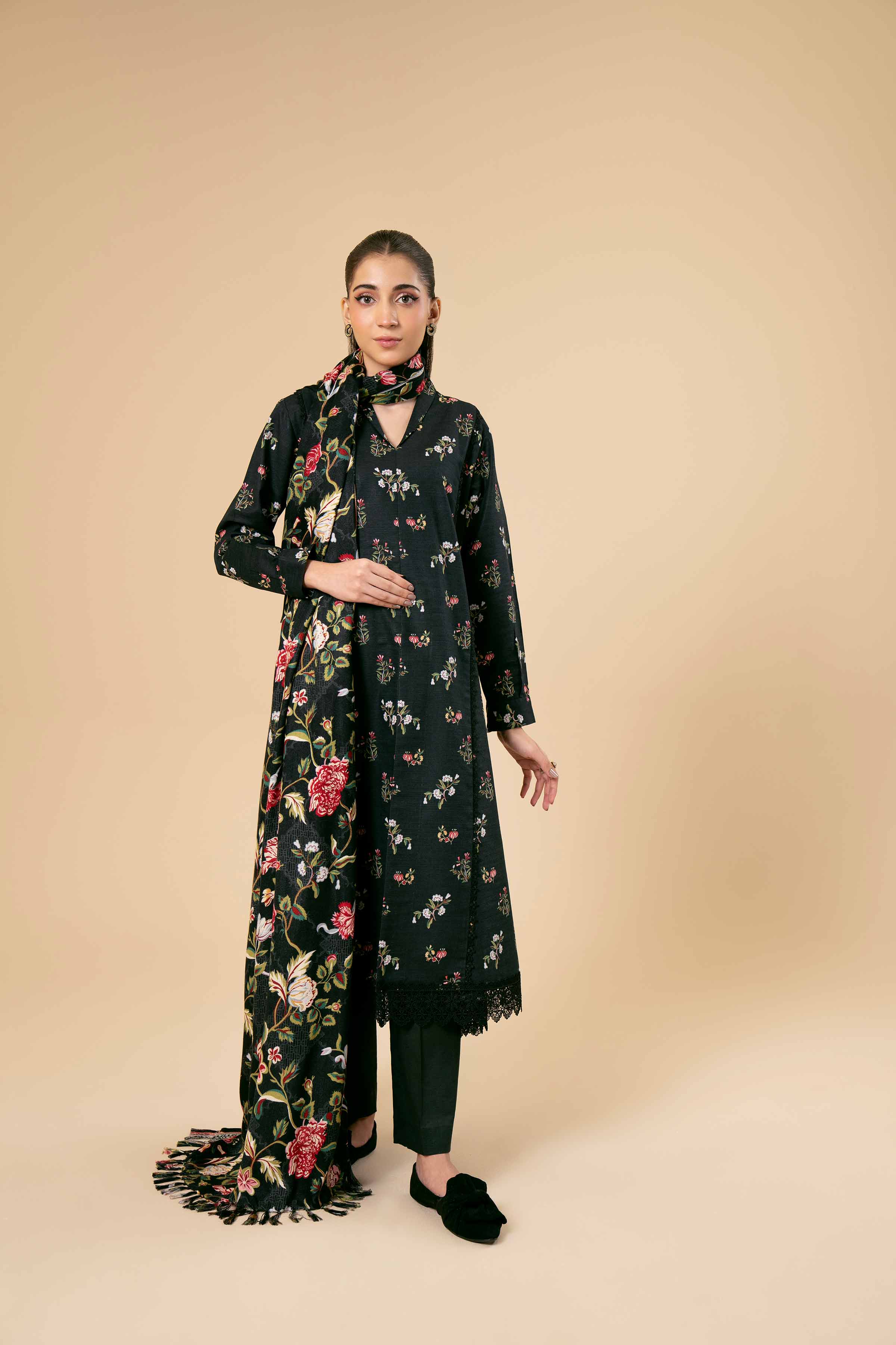 NishatUK - Brown Printed Cotton 2-piece unstitched Dress