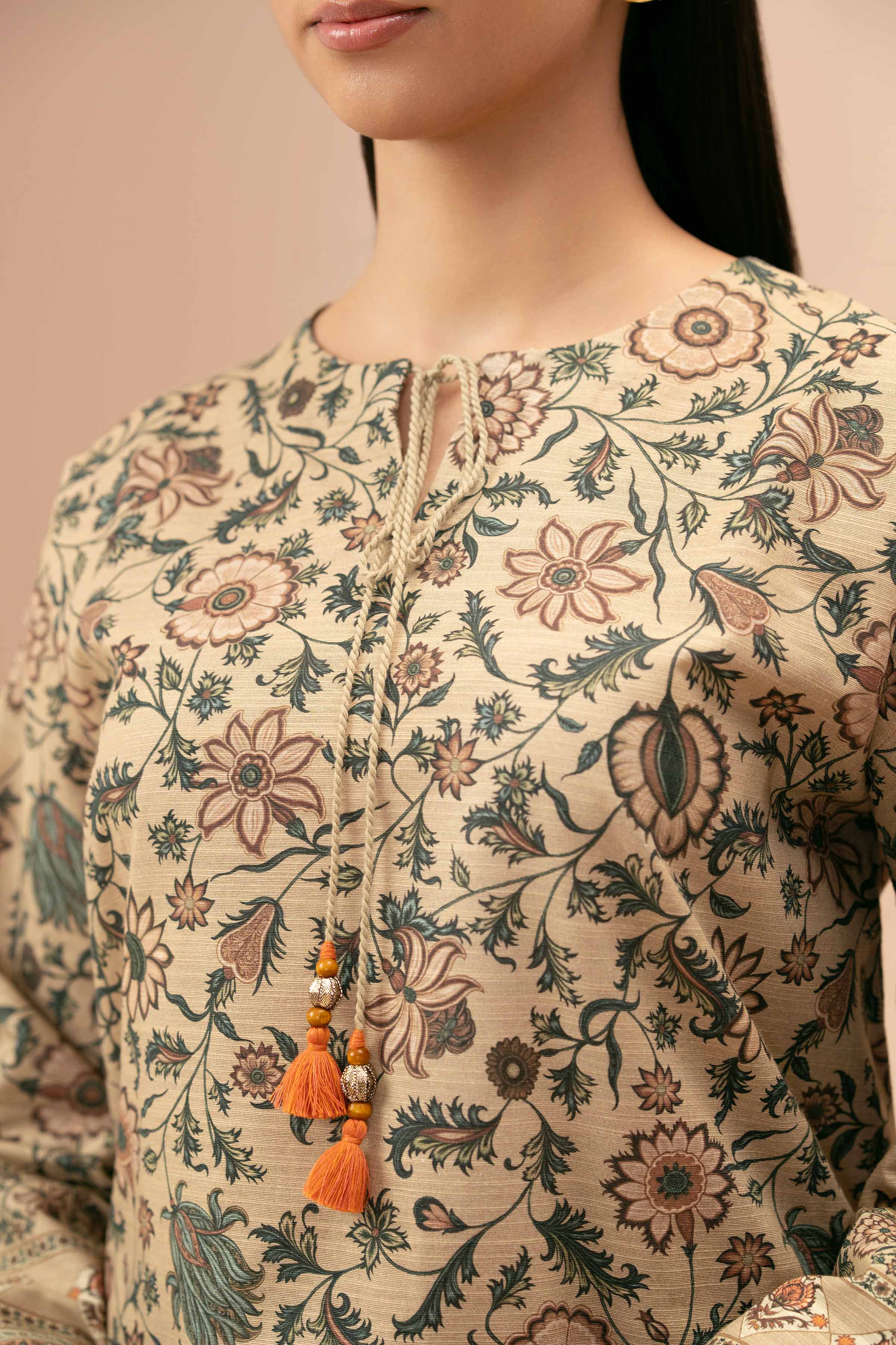 NishatUK - Brown Printed Cotton 3-piece unstitched Suit