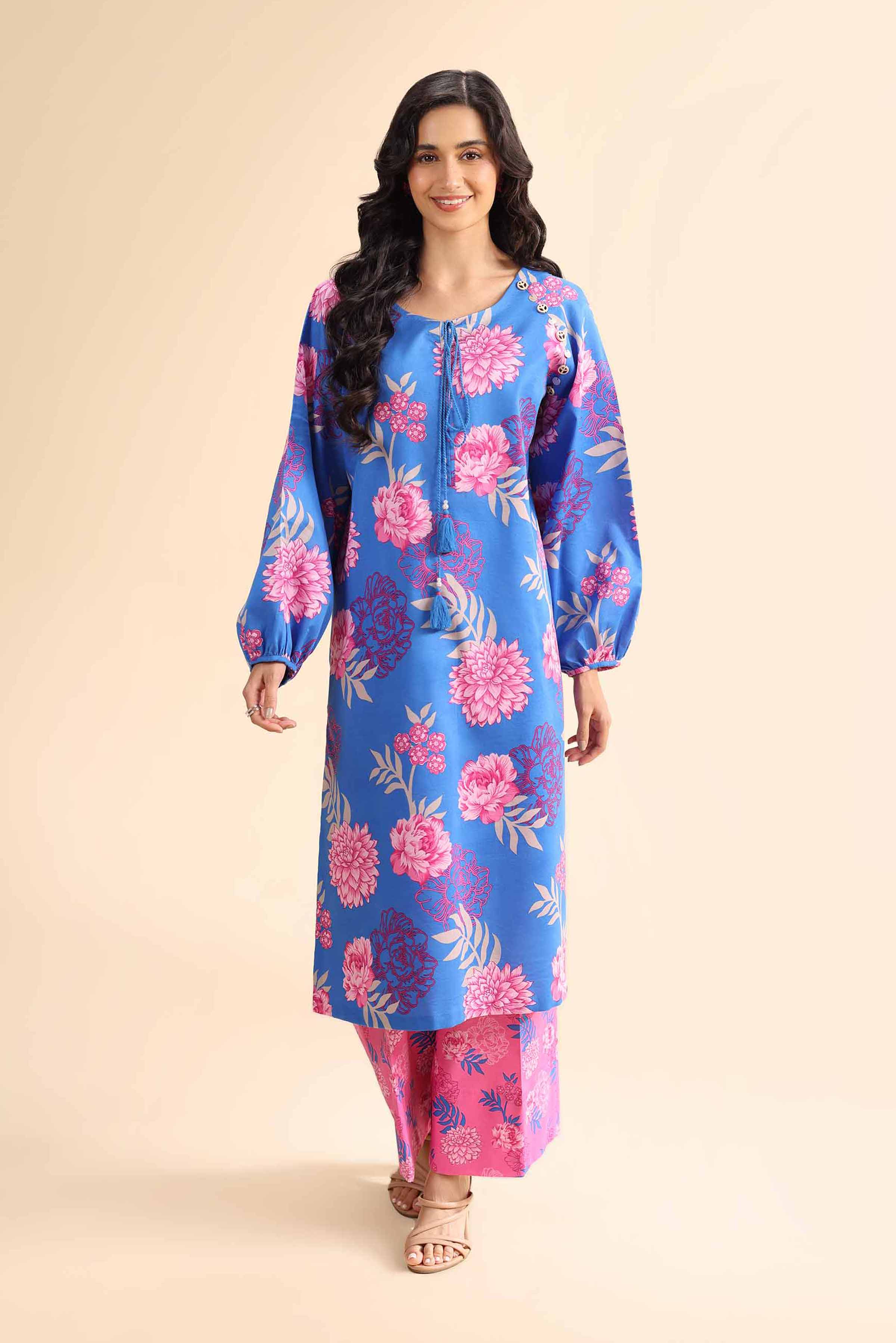 NishatUK - Blue Printed Cambric 2-piece unstitched Dress