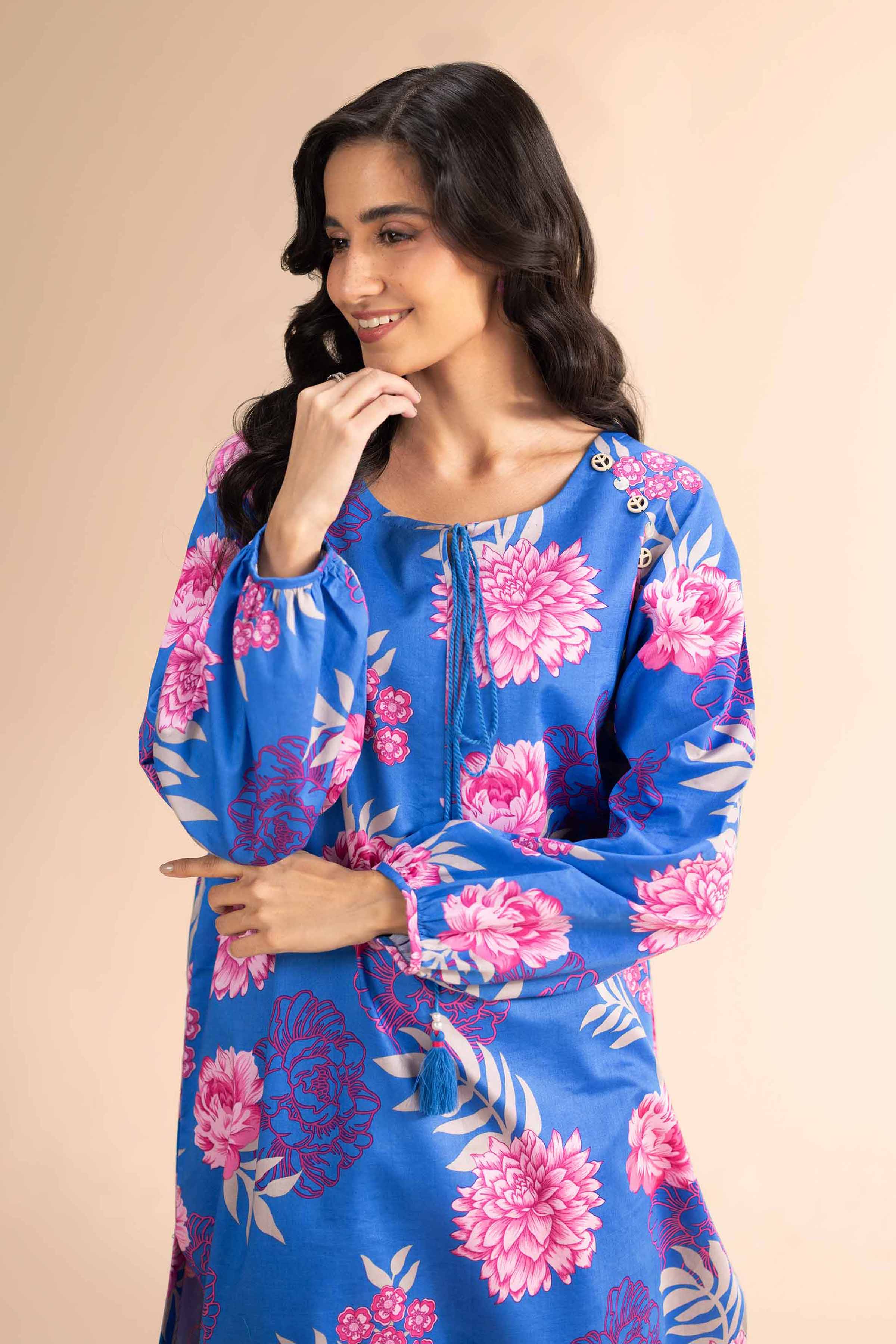 NishatUK - Blue Printed Cambric 2-piece unstitched Dress