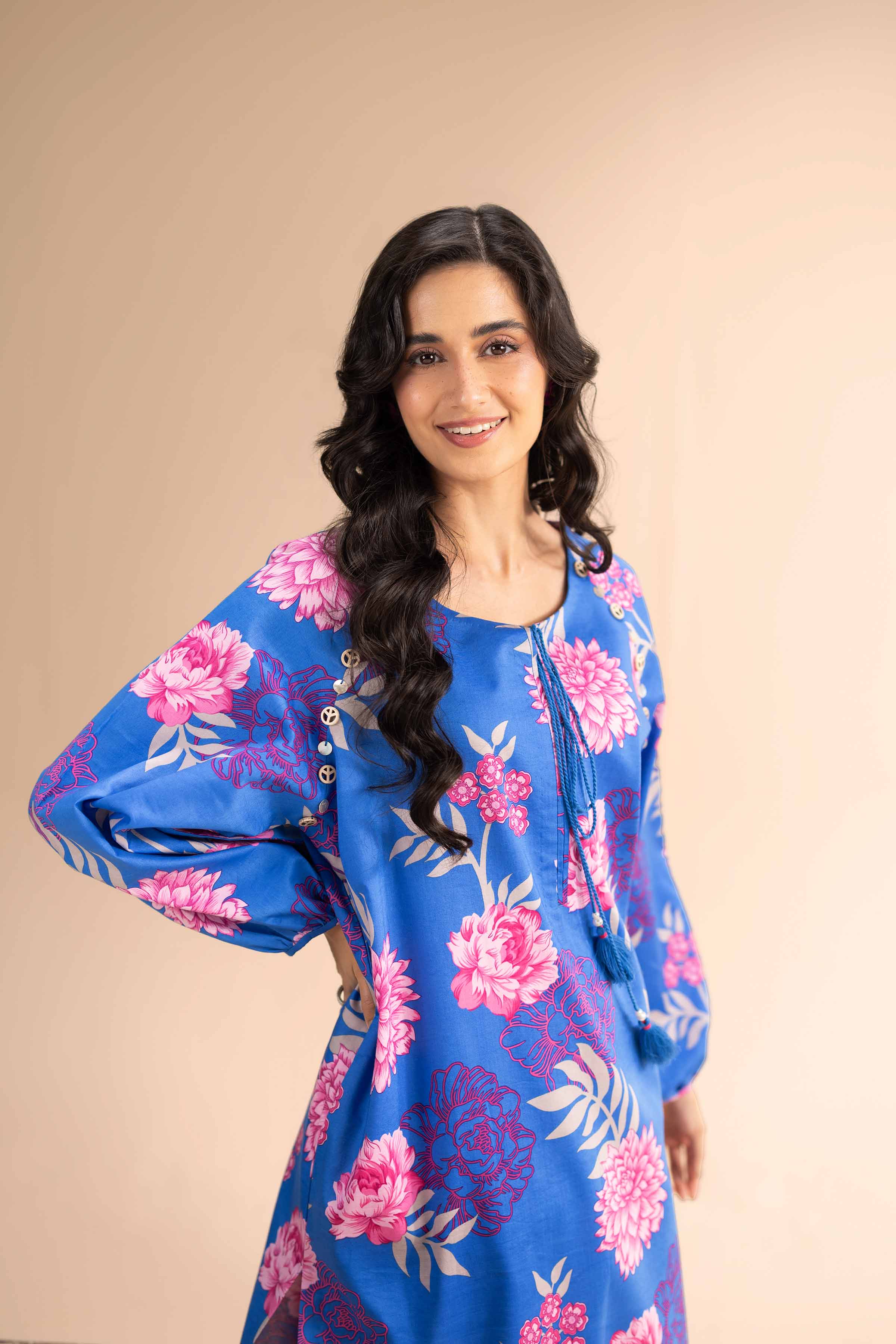 NishatUK - Blue Printed Cambric 2-piece unstitched Dress