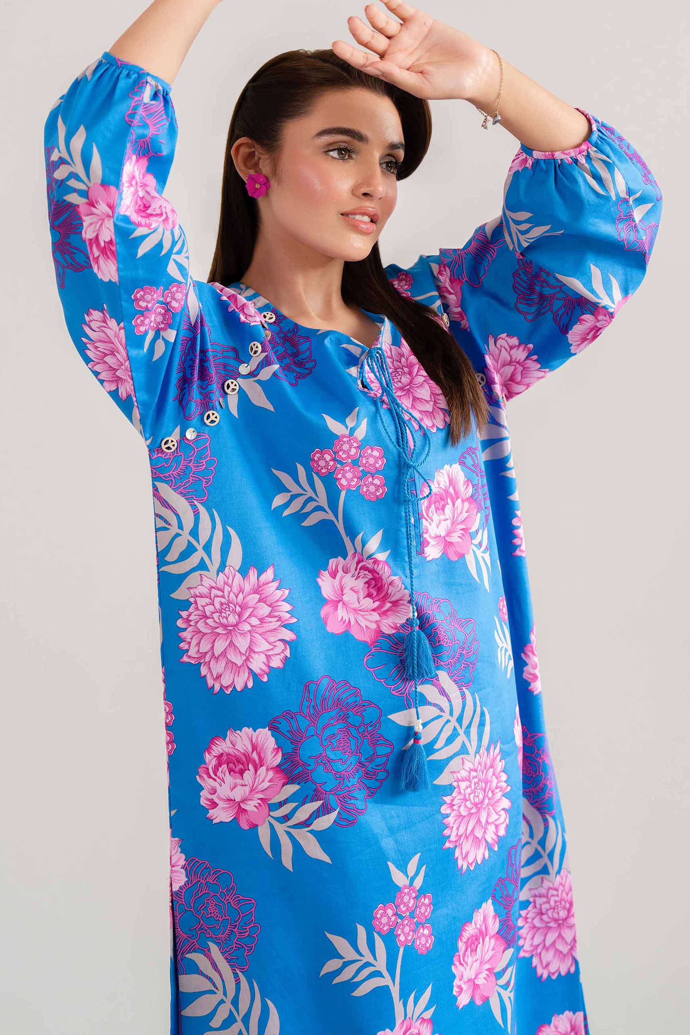 NishatUK - Blue Printed Cambric 2-piece unstitched Dress