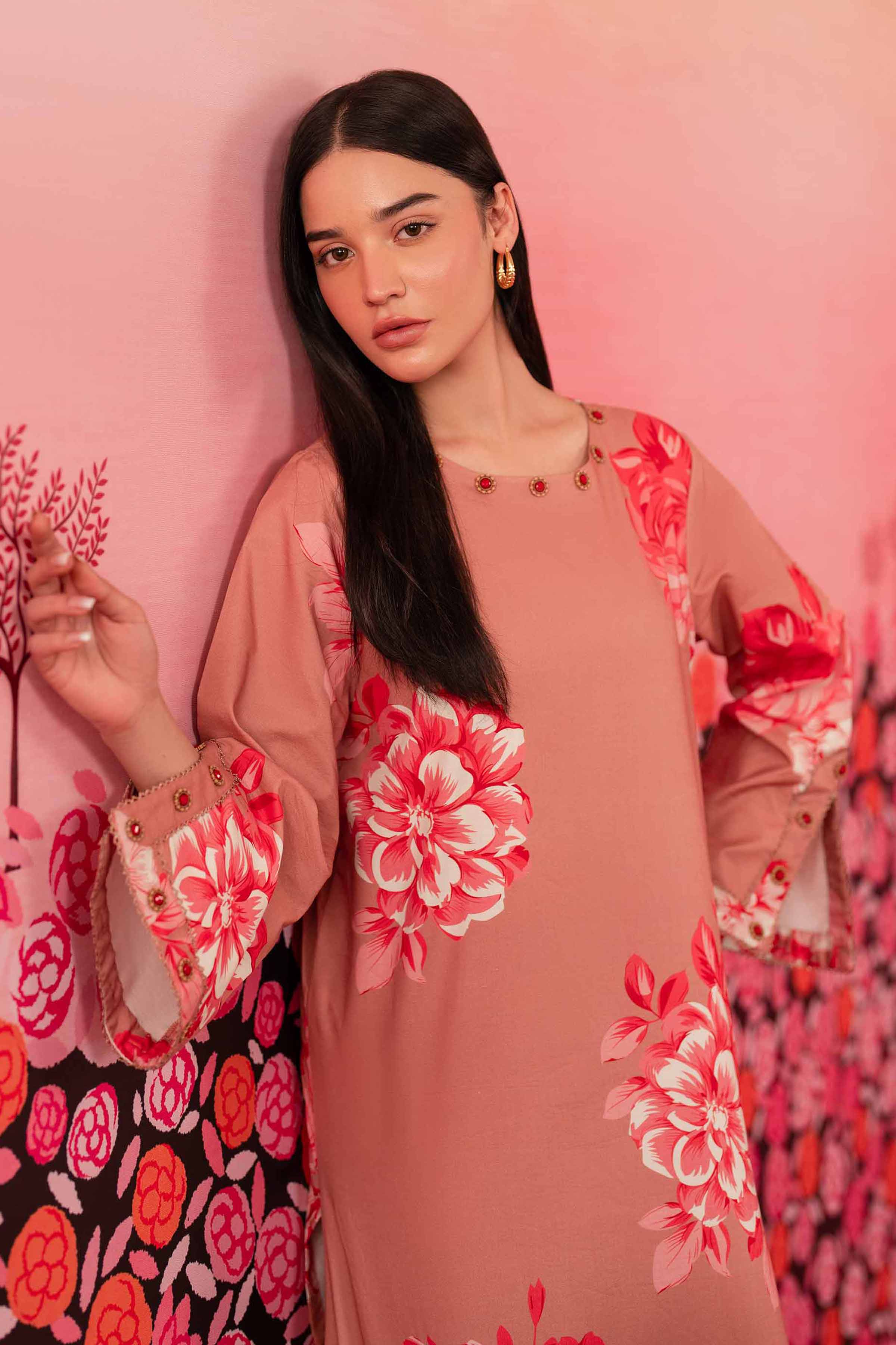 NishatUK - Reddish Brown Printed Cambric 2-piece unstitched Dress