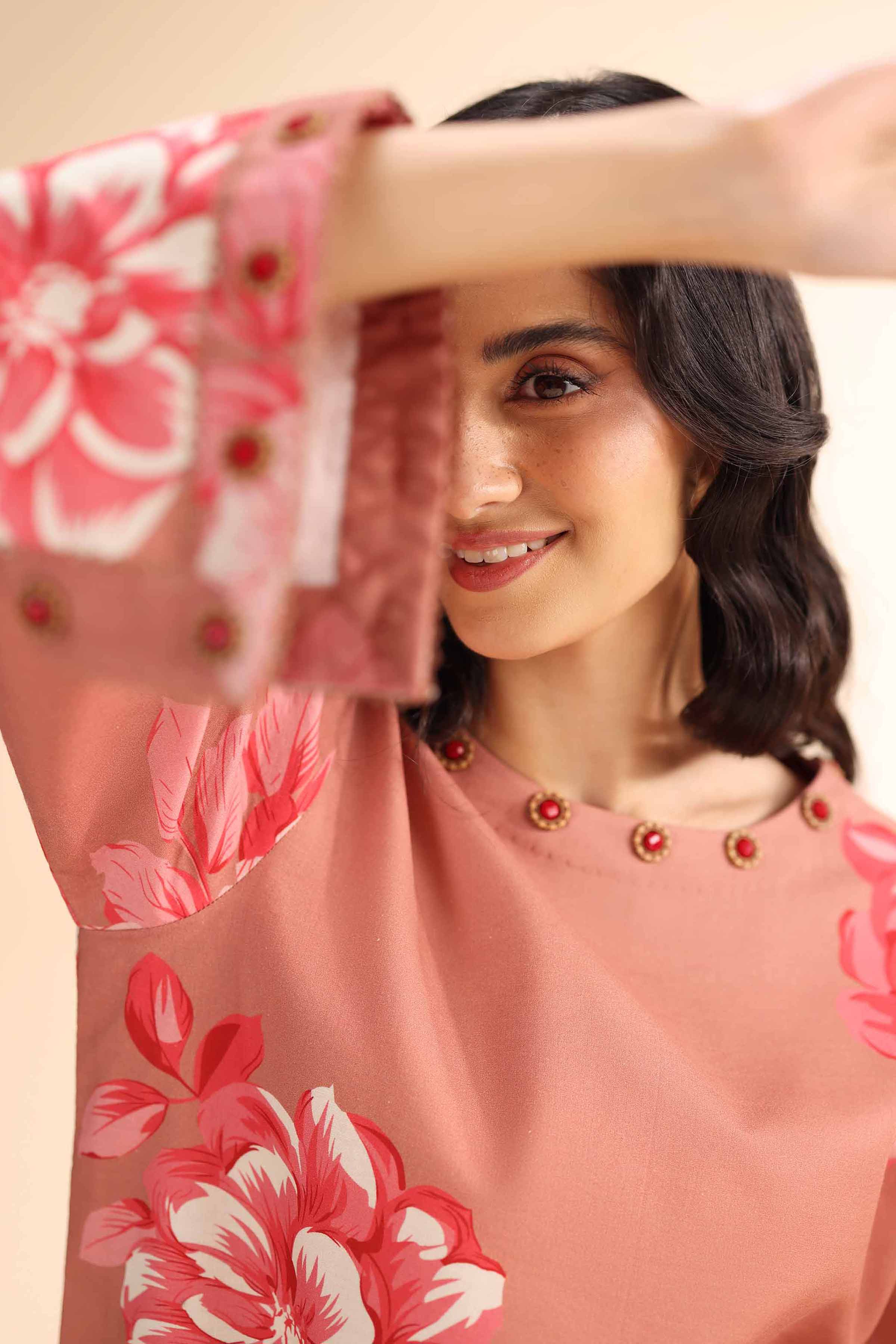 NishatUK - Reddish Brown Printed Cambric 2-piece unstitched Dress
