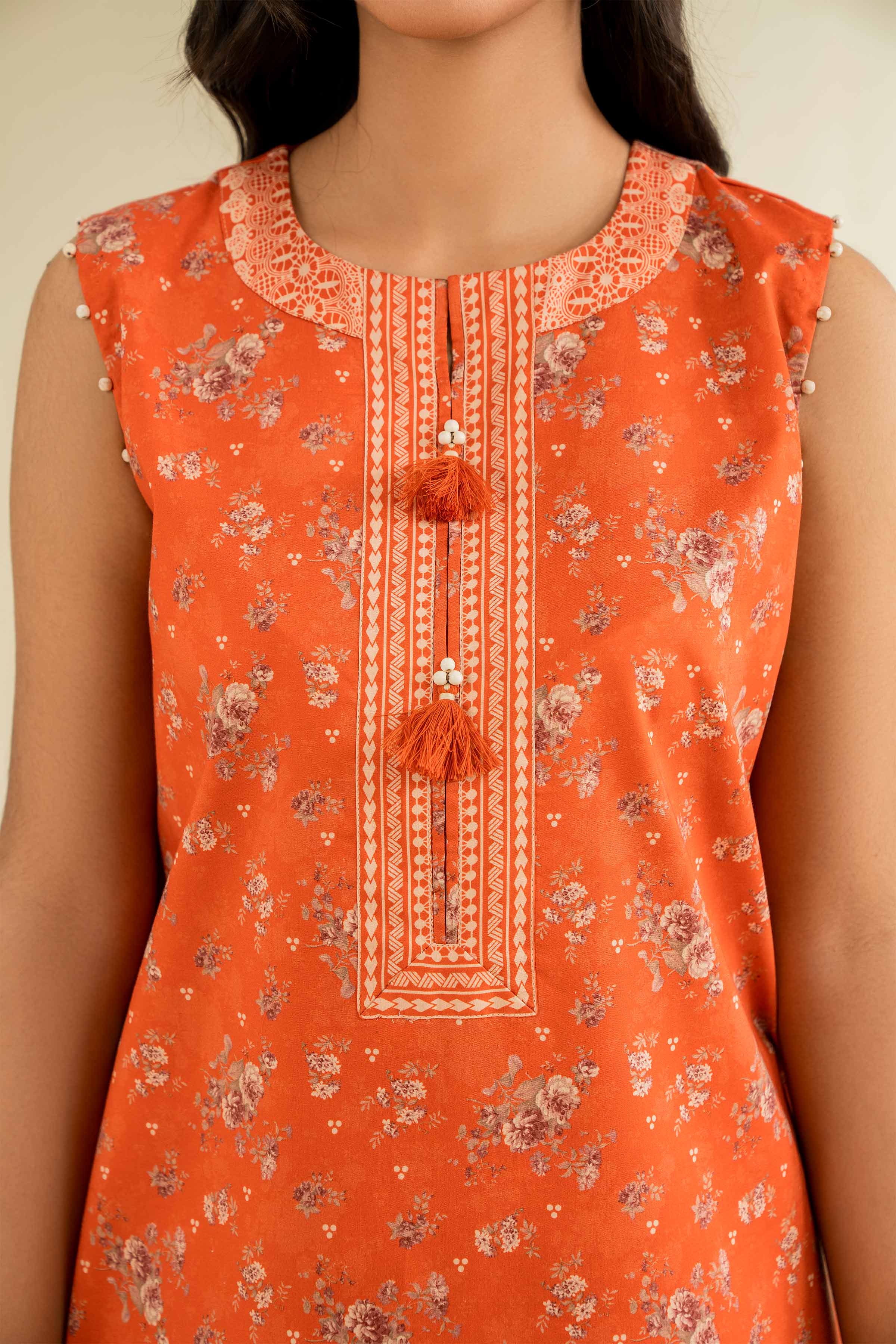 NishatUK - Orange Printed Cambric 3-piece unstitched Suit