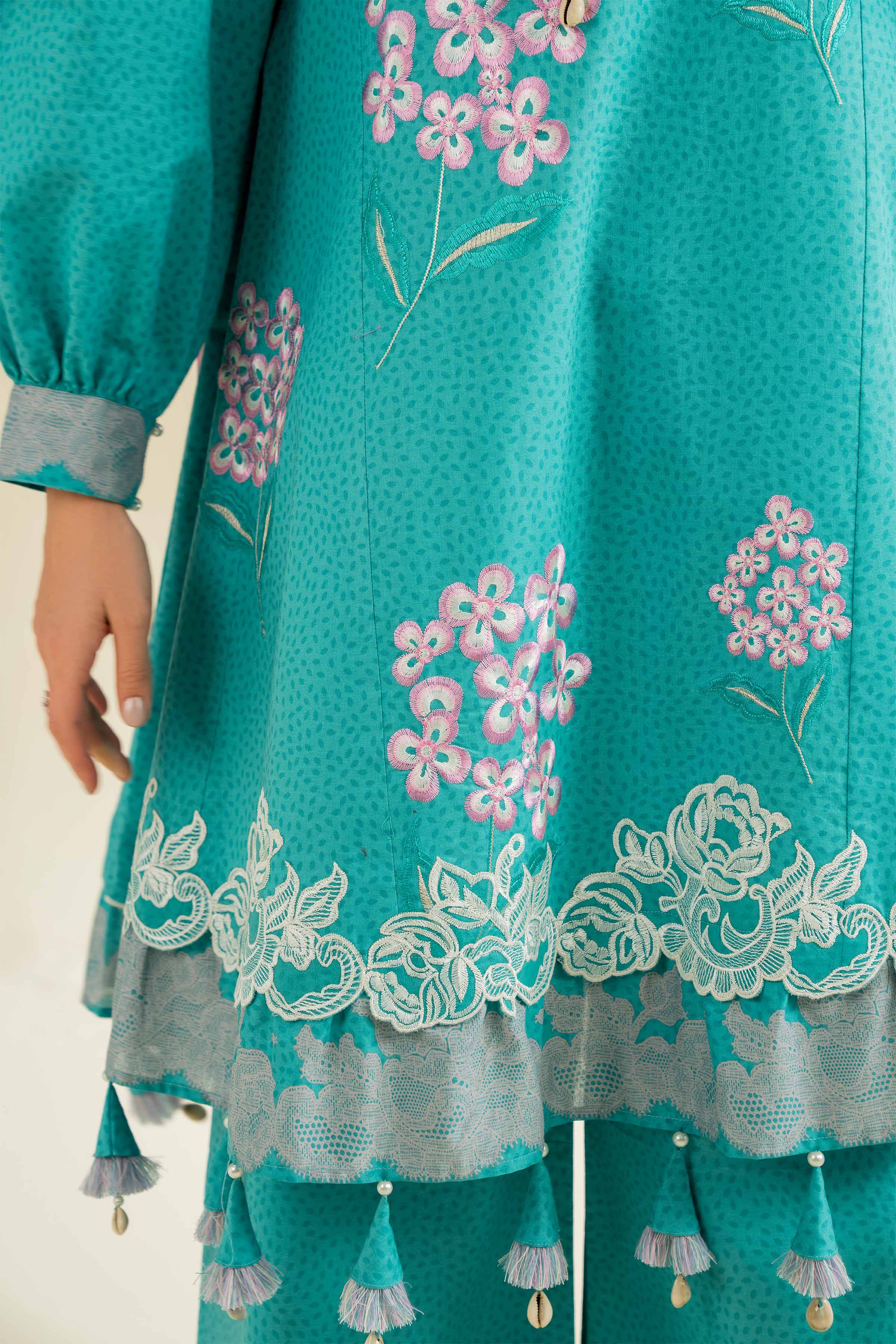 NishatUK - Sea Green Embroidered Cambric 3-piece unstitched Suit