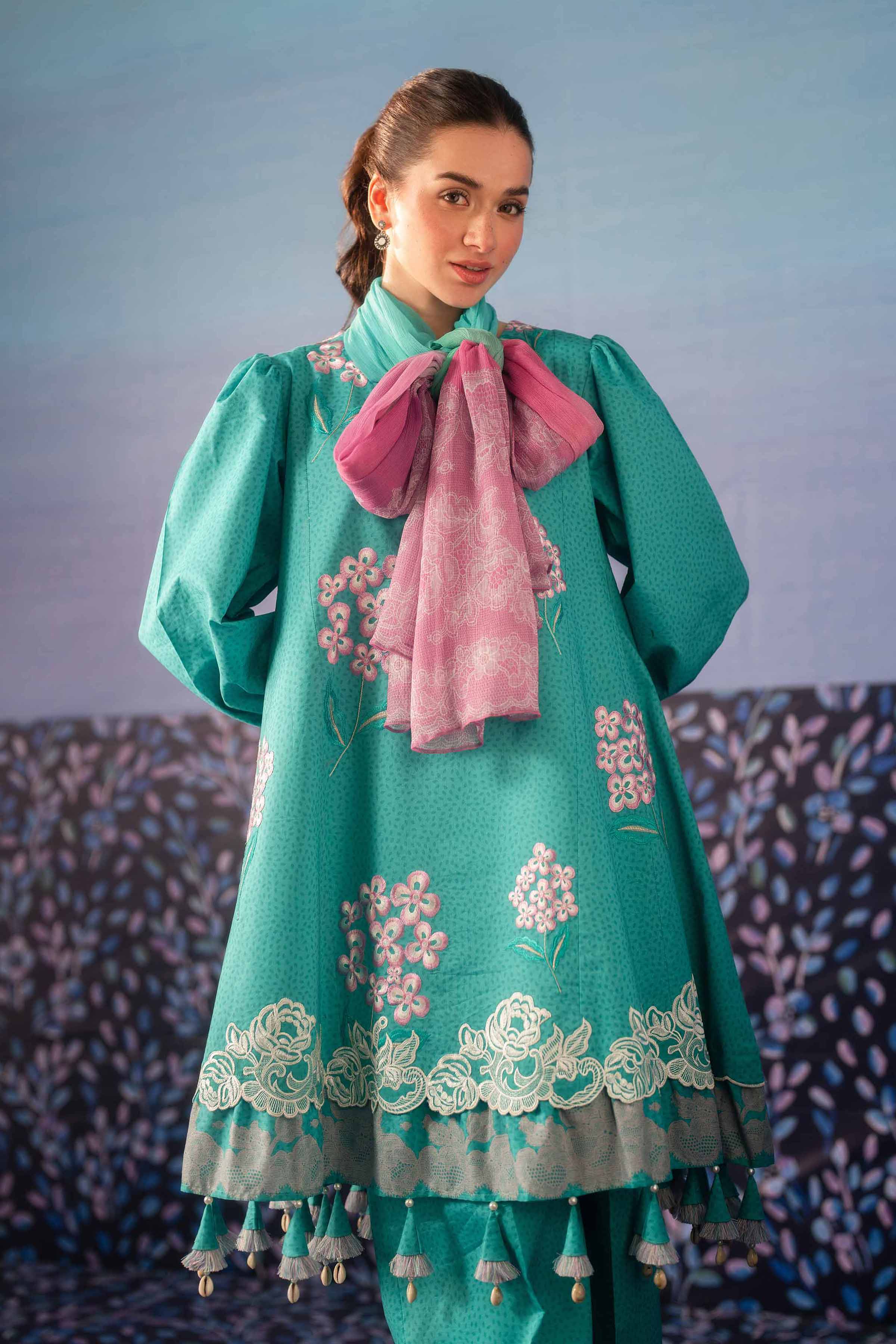 NishatUK - Sea Green Embroidered Cambric 3-piece unstitched Suit