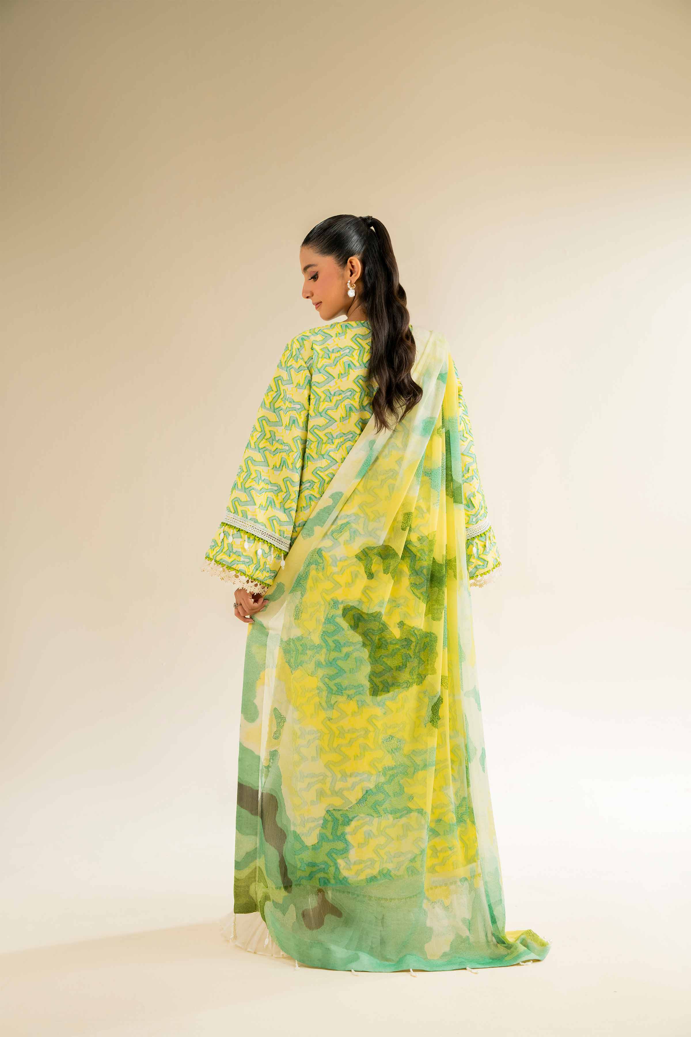 NishatUK - Green Embroidered Jacquard 3-piece unstitched Suit