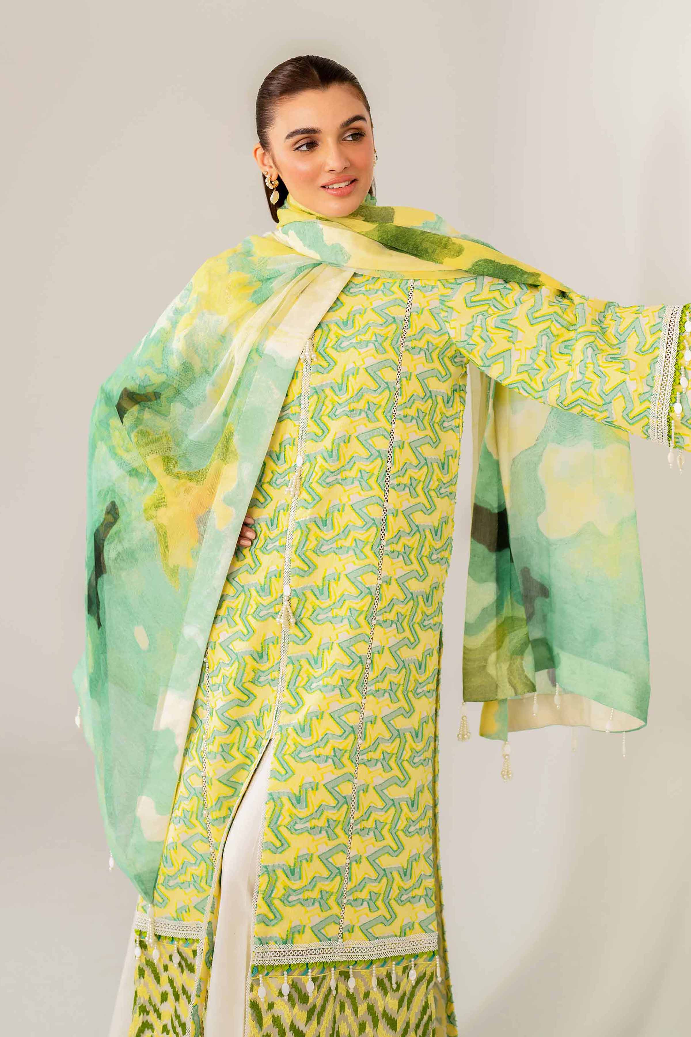 NishatUK - Green Embroidered Jacquard 3-piece unstitched Suit