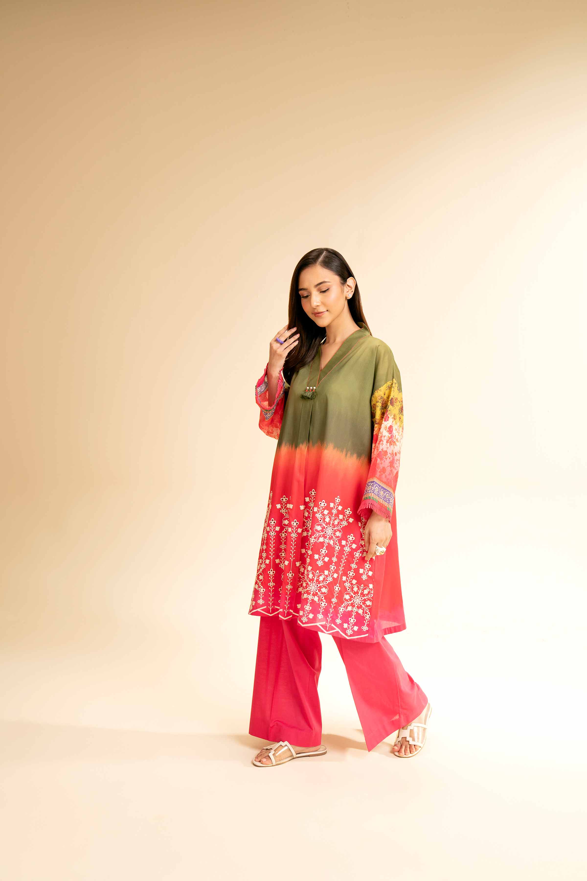 NishatUK - Green Embroidered Lawn 2-piece unstitched Dress