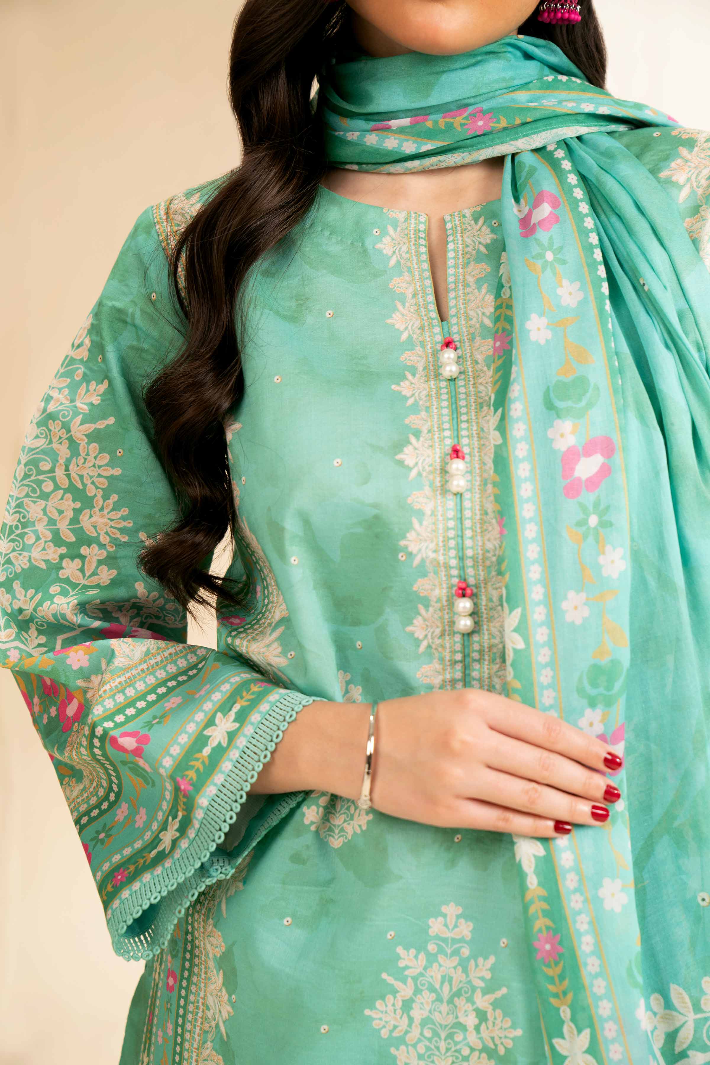 NishatUK - Green Printed Cambric 3-piece unstitched Suit