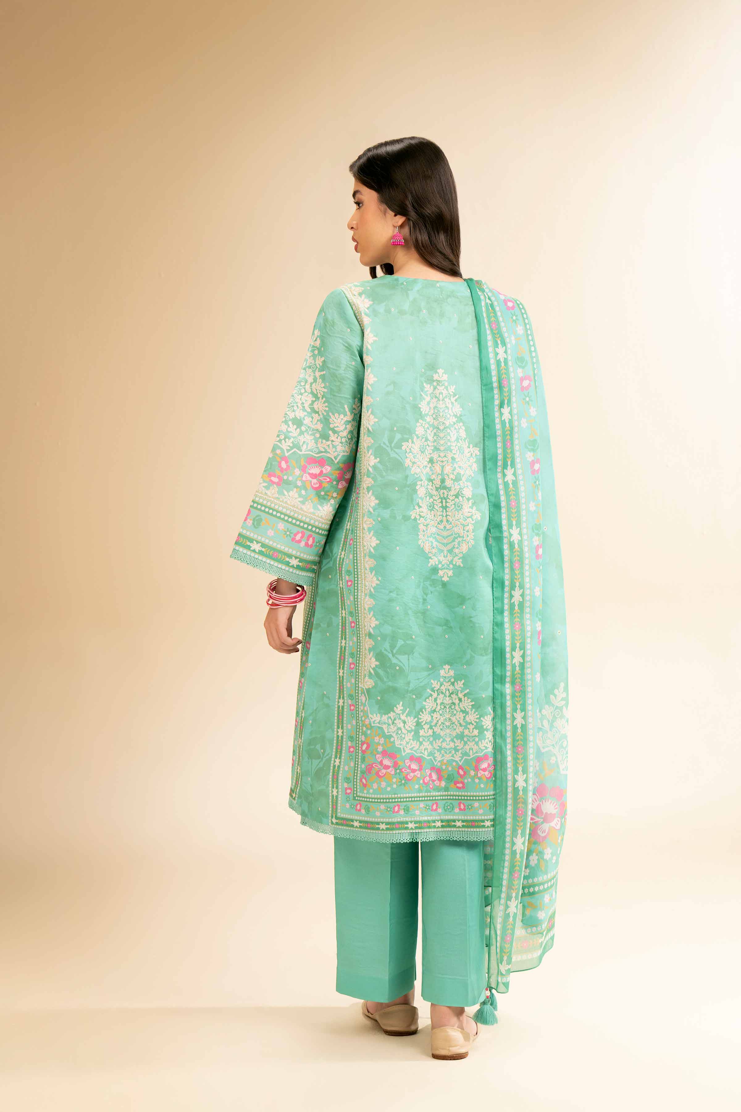 NishatUK - Green Printed Cambric 3-piece unstitched Suit