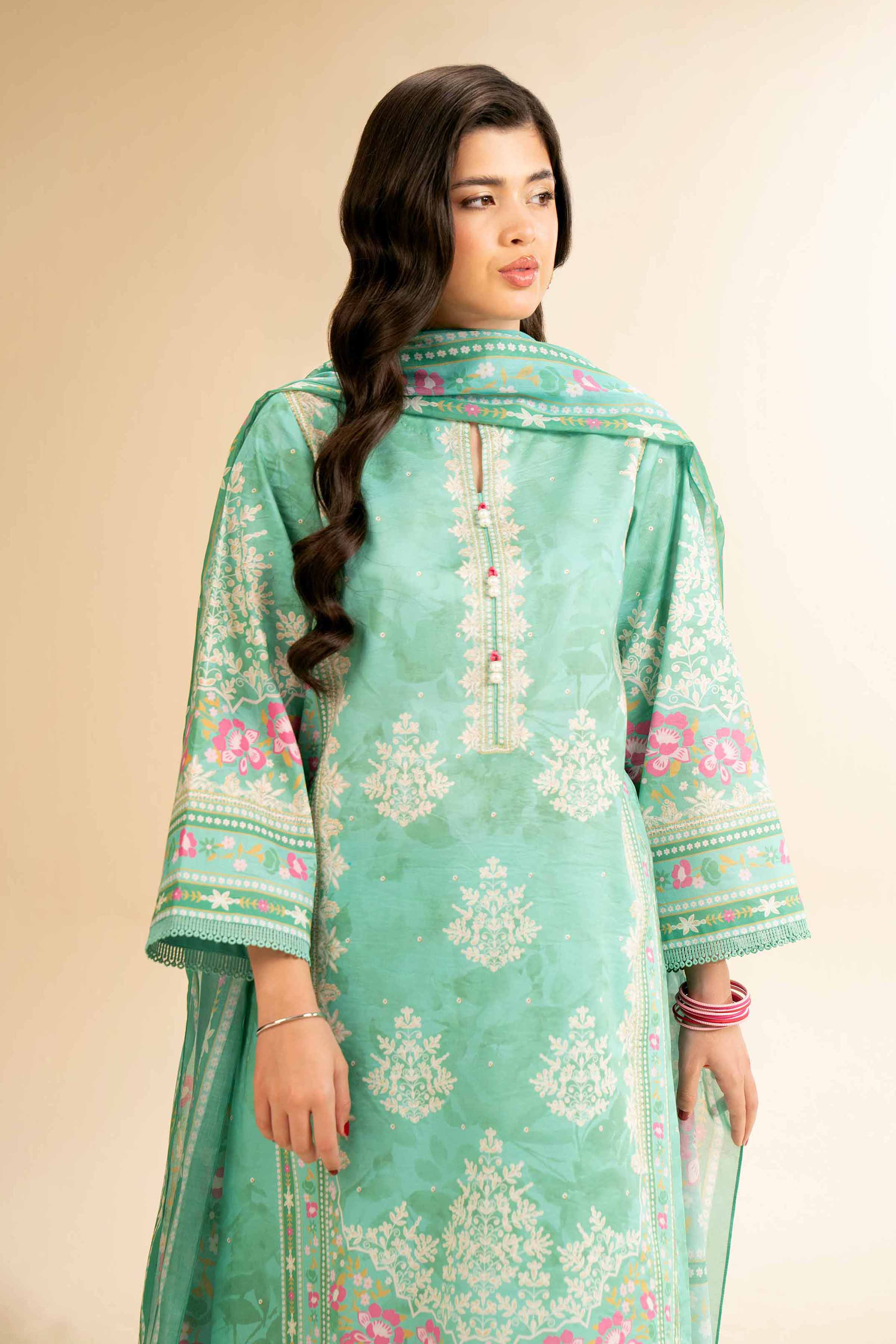 NishatUK - Green Printed Cambric 3-piece unstitched Suit