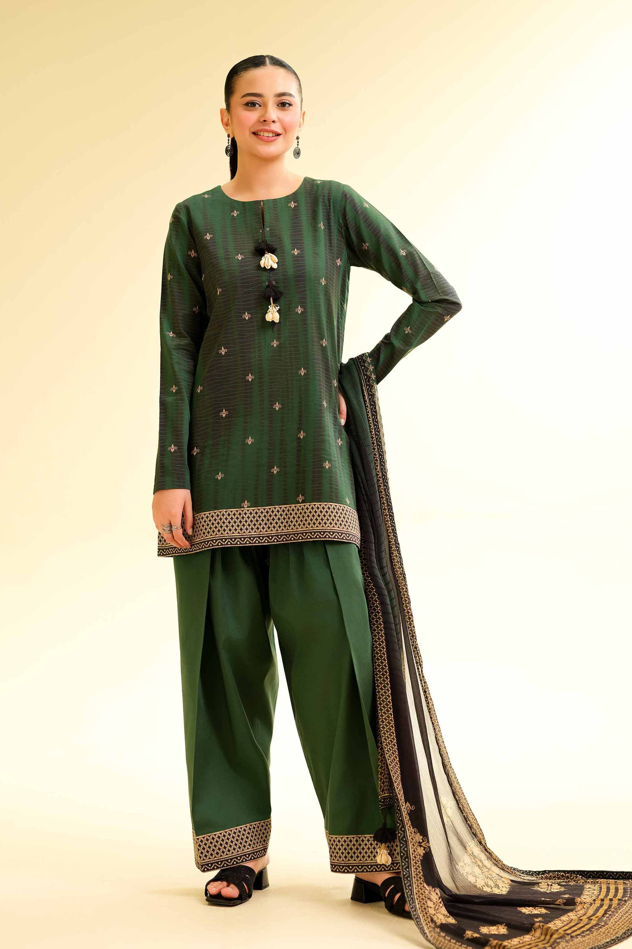 NishatUK - Green Printed Lawn 3-piece unstitched Suit