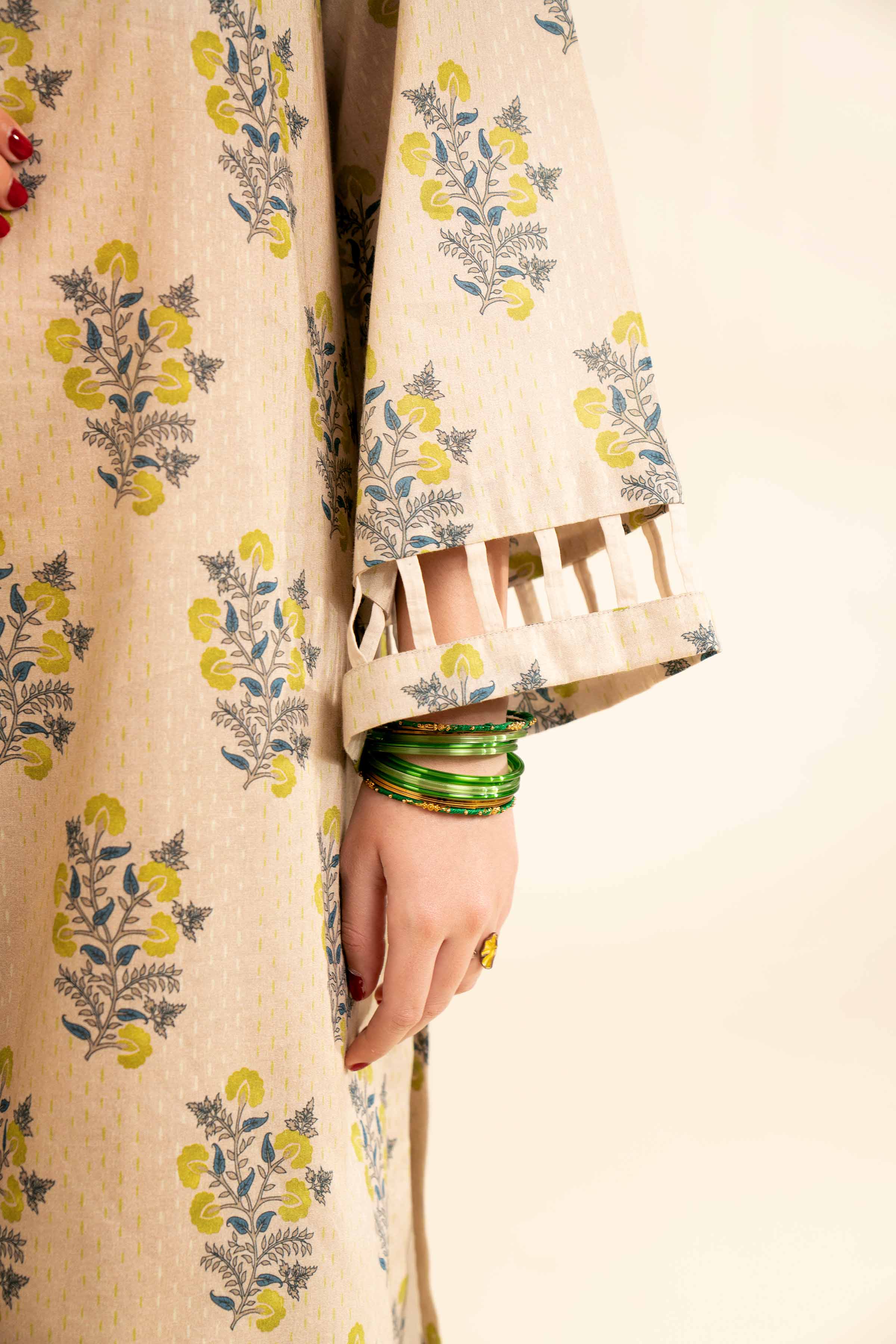 NishatUK - Skin & Brown Printed Lawn 3-piece unstitched Suit