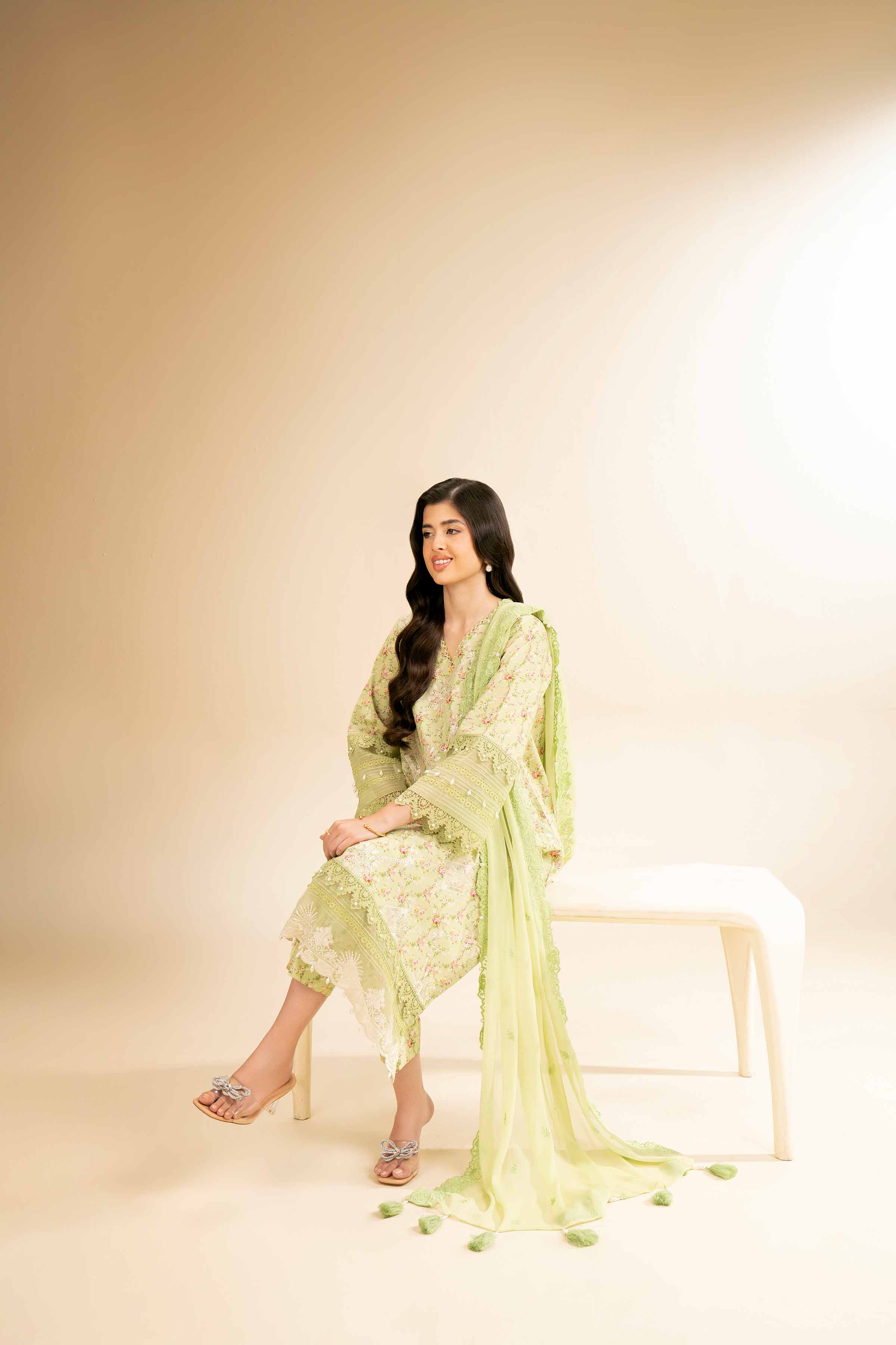 NishatUK - Mintgreen Embroidered Cambric 3-piece unstitched Suit
