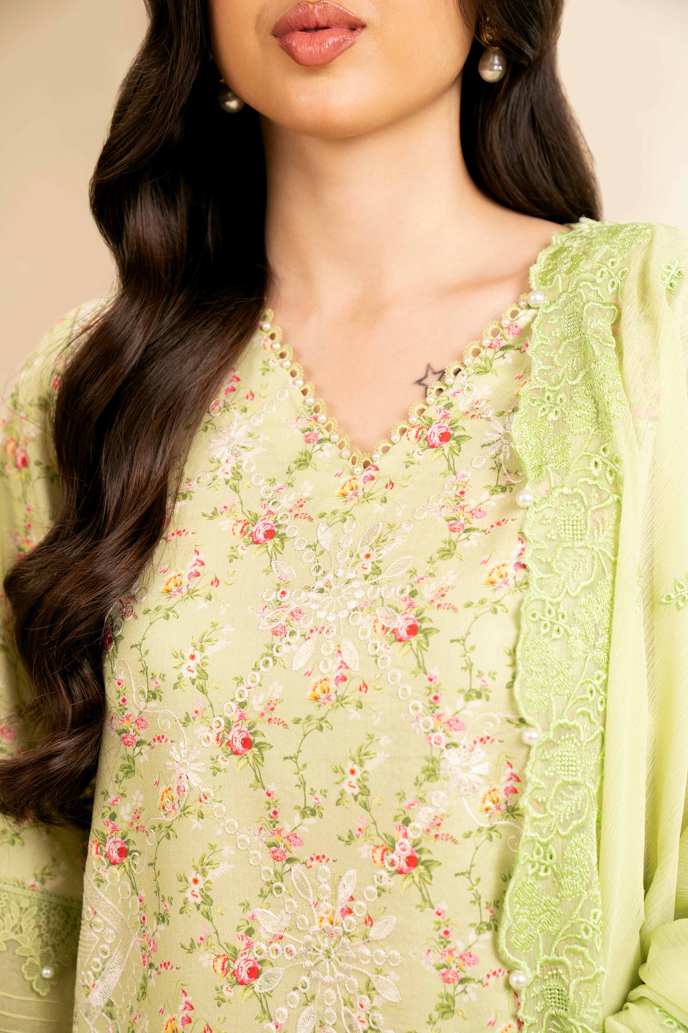 NishatUK - Mintgreen Embroidered Cambric 3-piece unstitched Suit