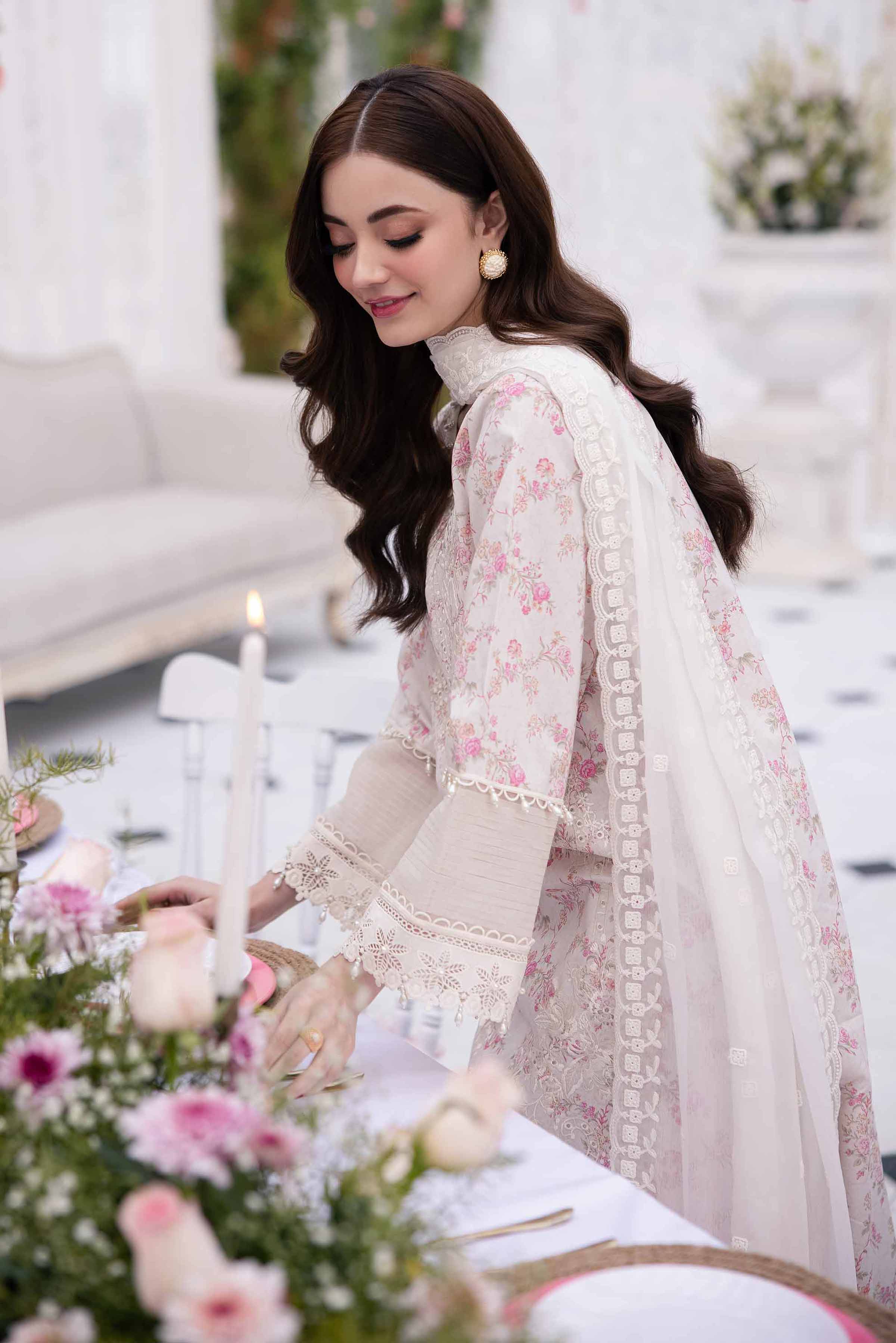 NishatUK - Beige Embroidered Cambric 3-piece unstitched Suit