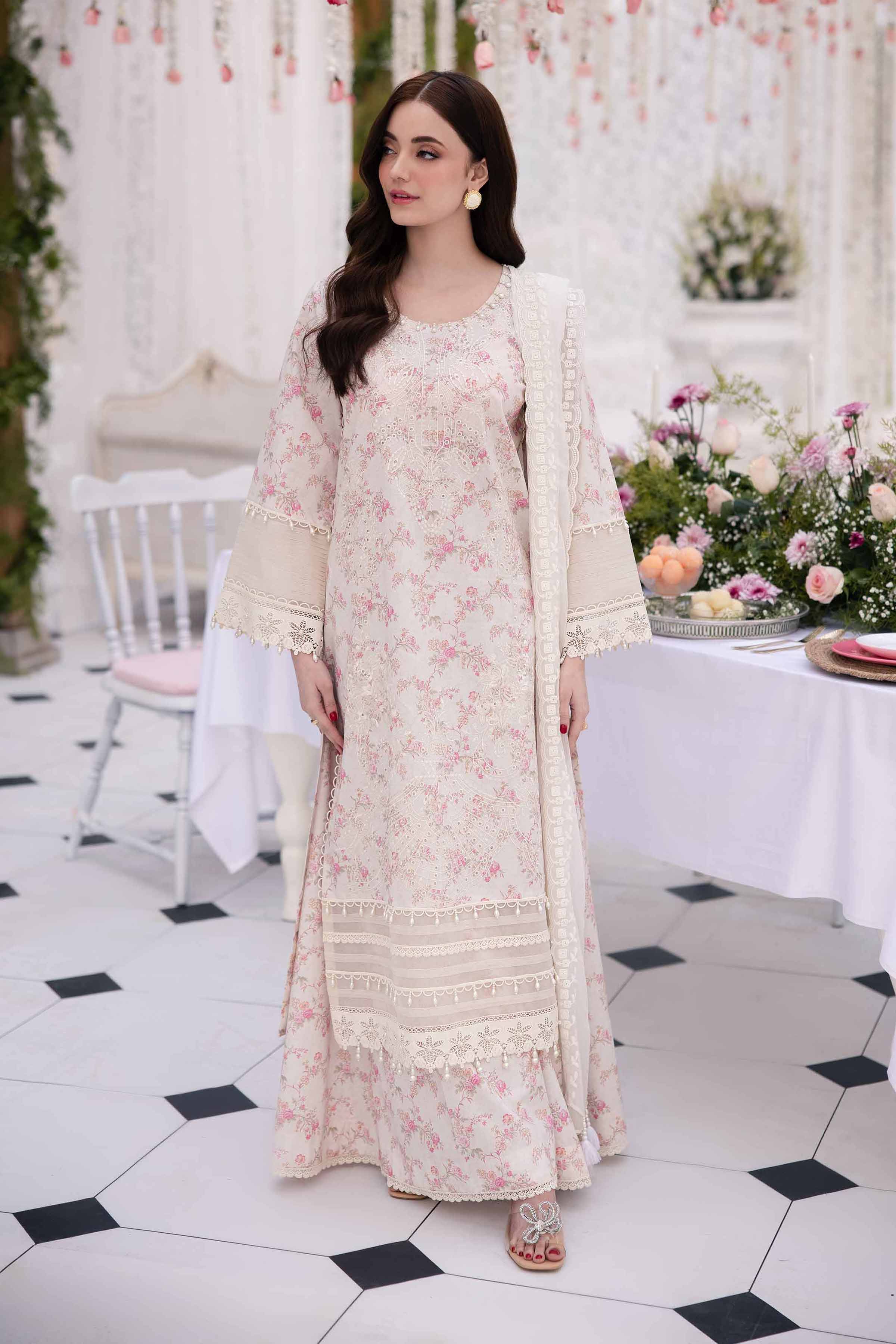 NishatUK - Beige Embroidered Cambric 3-piece unstitched Suit