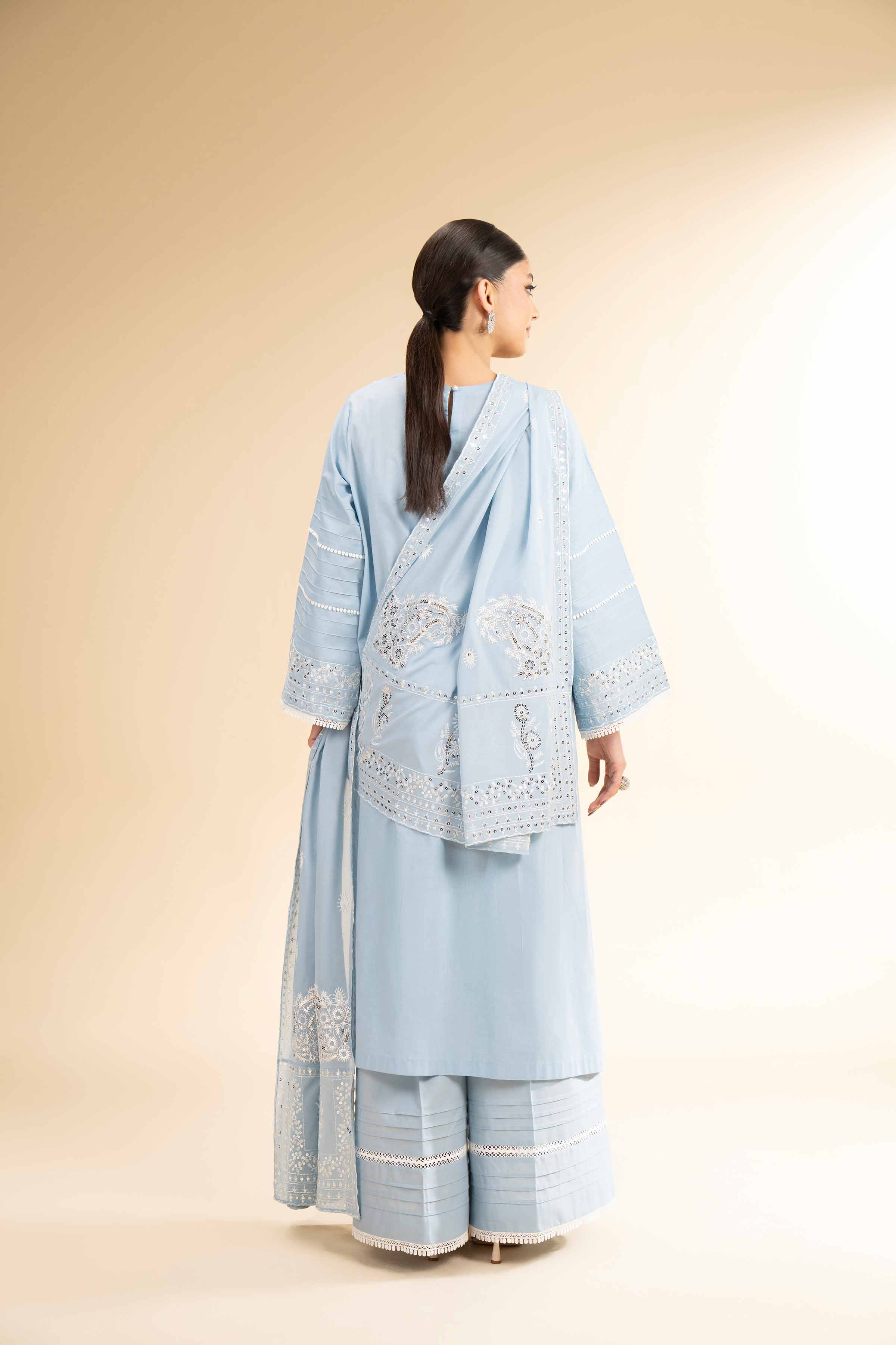 NishatUK - Blue Embroidered Lawn 3-piece unstitched Suit