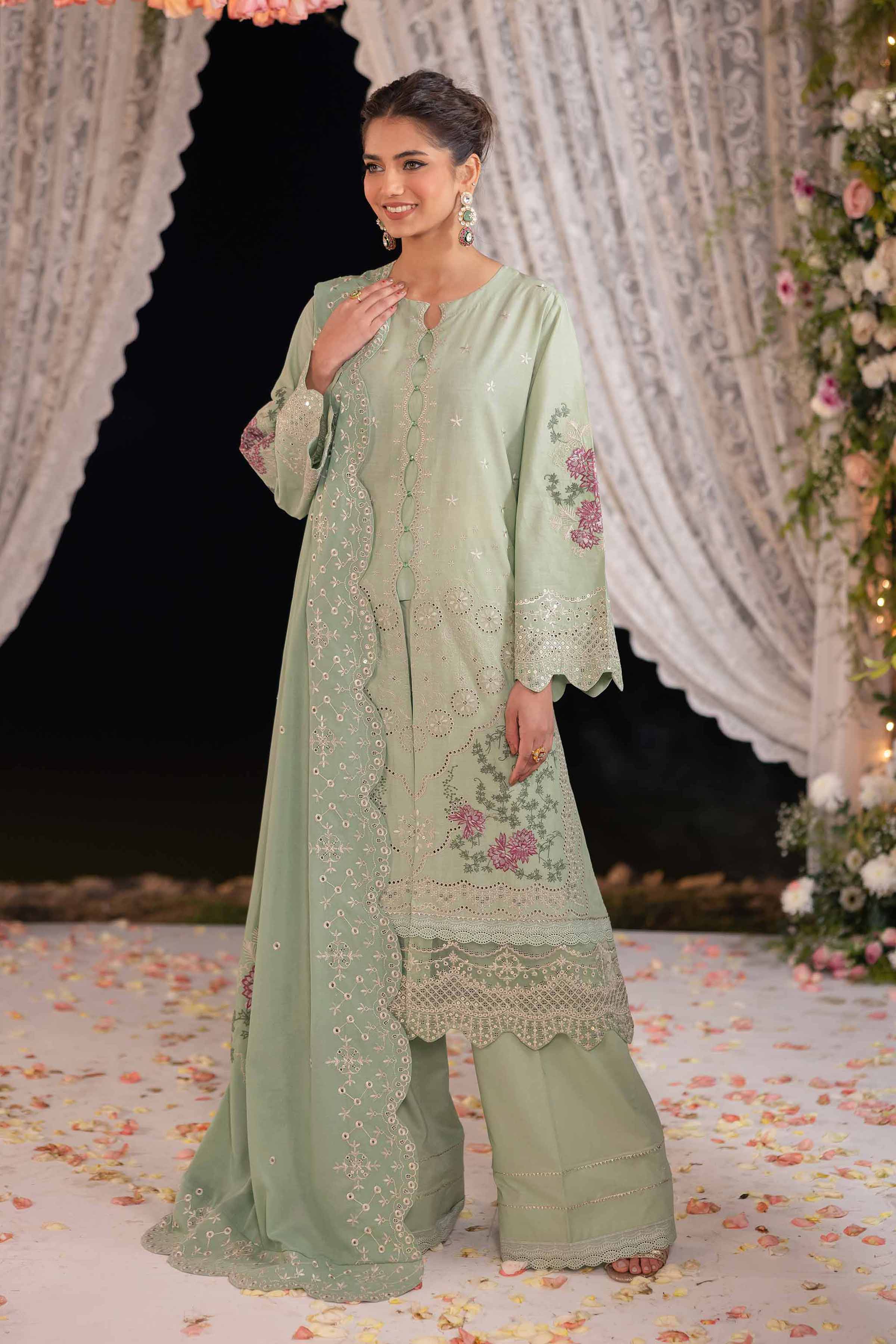 NishatUK - Green Embroidered Cambric 3-piece unstitched Suit