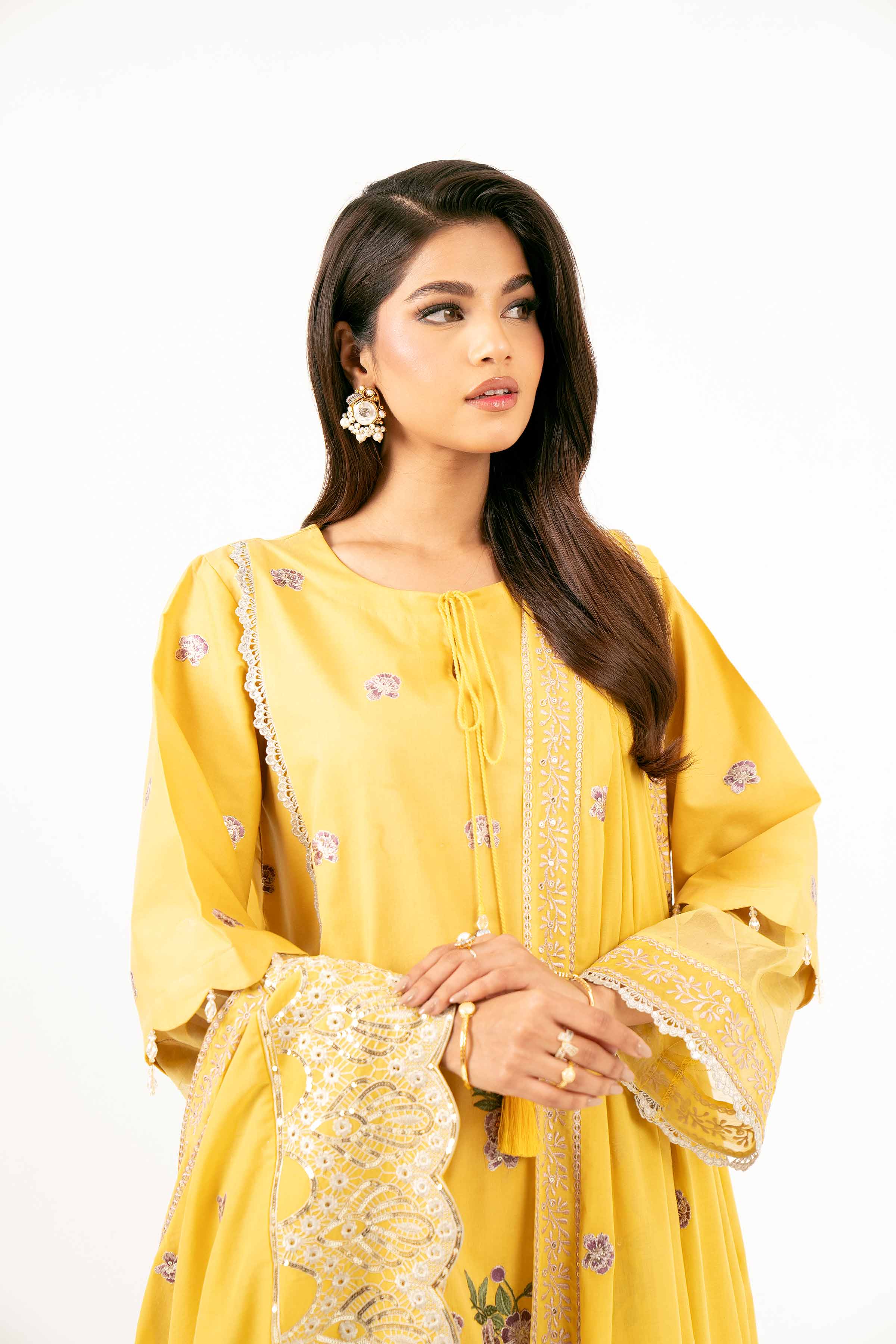 NishatUK - Yellow Embroidered Cambric 3-piece unstitched Suit