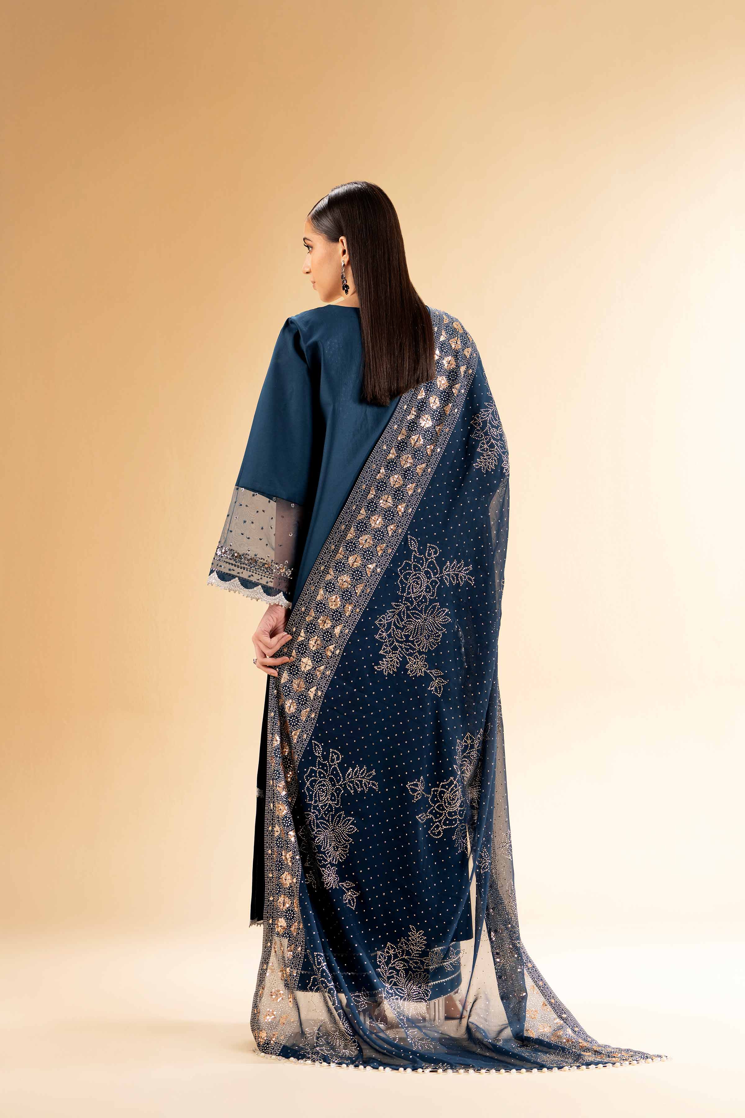 NishatUK - Blue Embroidered Cambric 3-piece unstitched Suit