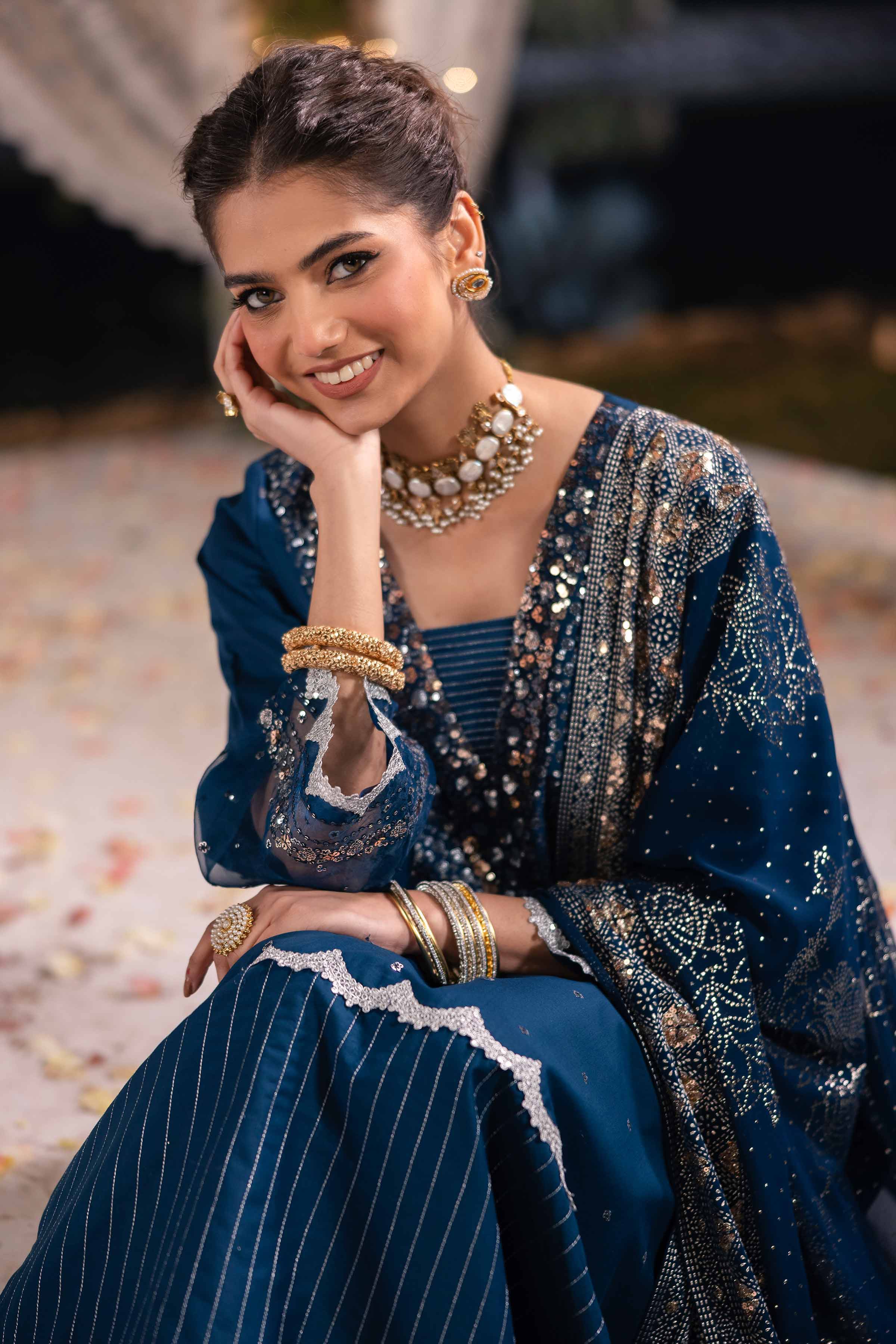 NishatUK - Blue Embroidered Cambric 3-piece unstitched Suit