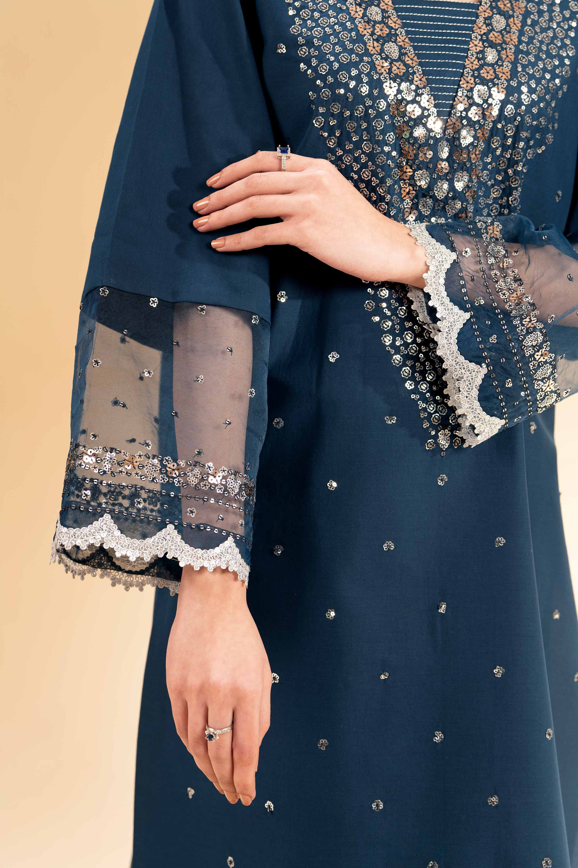 NishatUK - Blue Embroidered Cambric 3-piece unstitched Suit