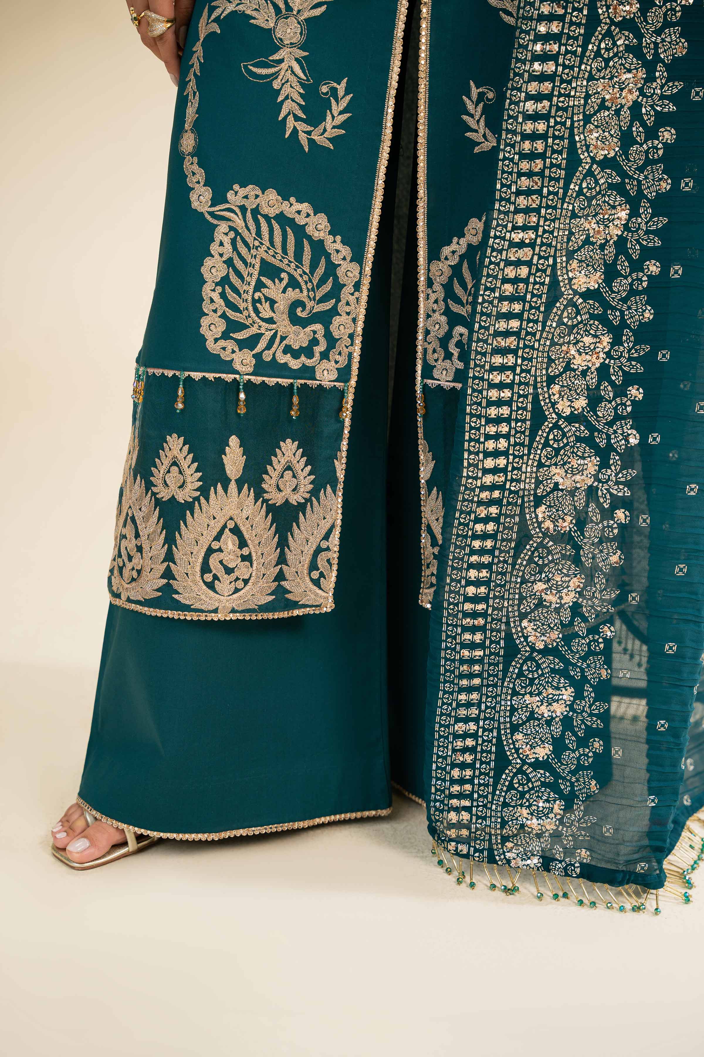 NishatUK - Green Embroidered Cambric 3-piece unstitched Suit