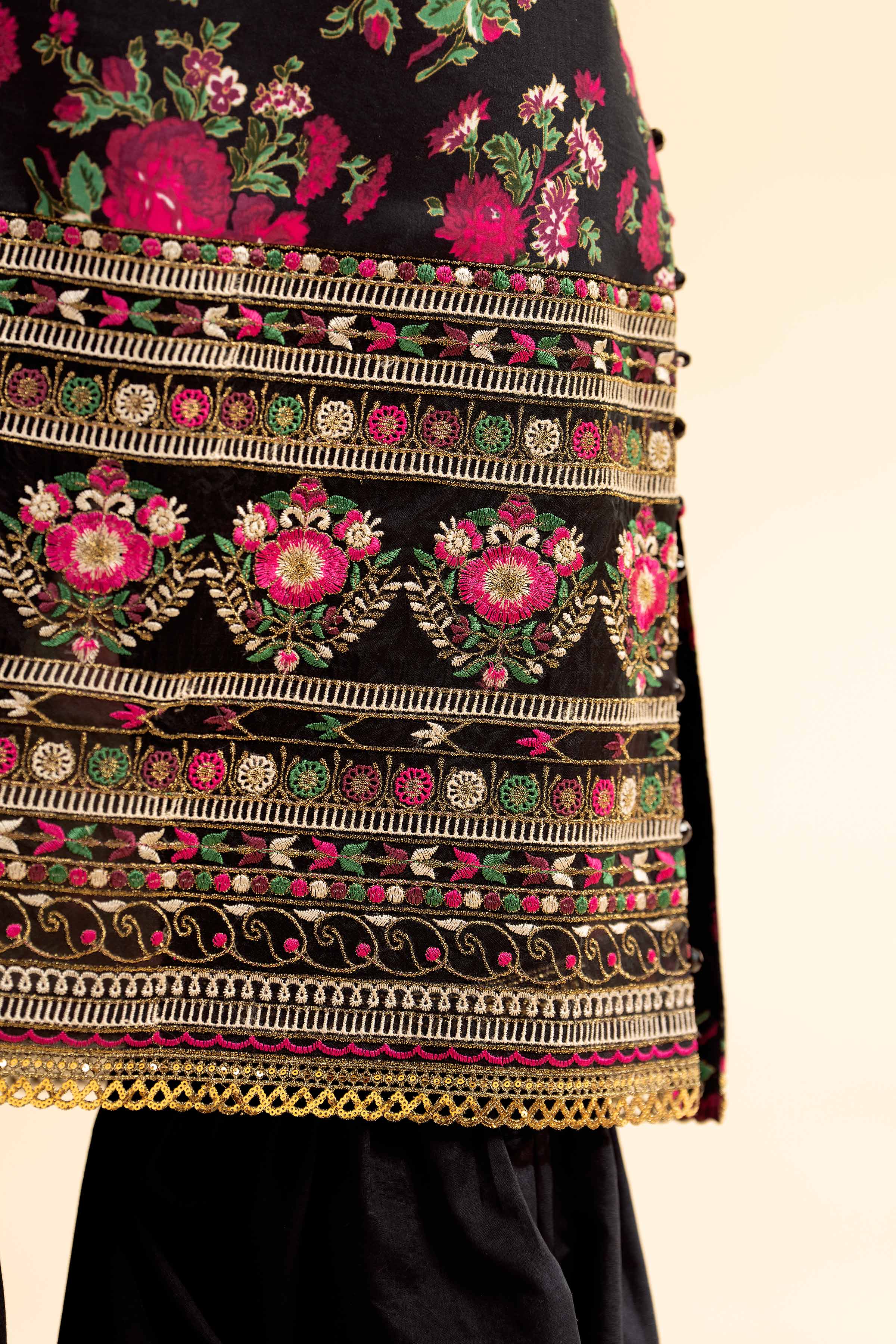 NishatUK - Black Embroidered Lawn 3-piece unstitched Suit