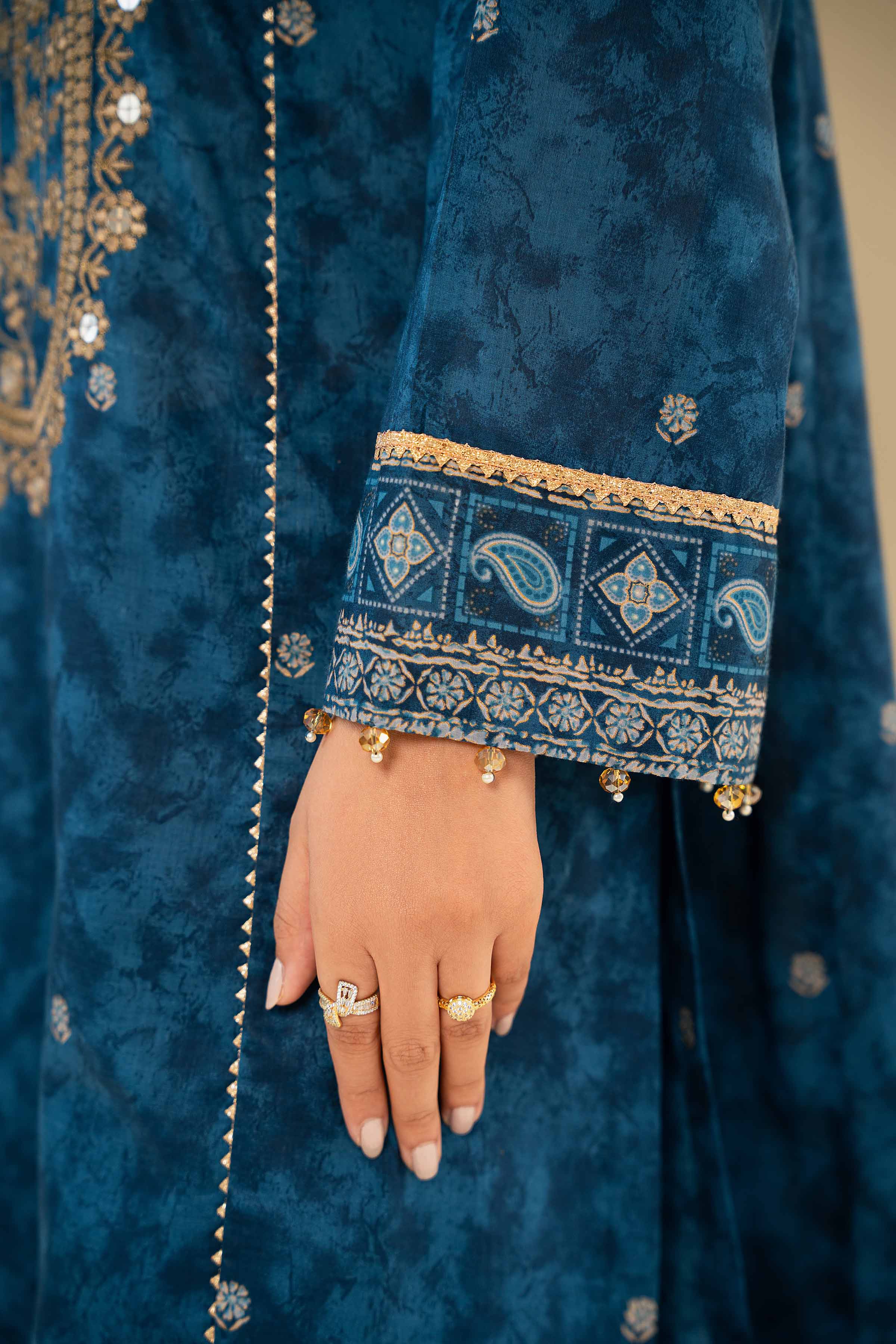 NishatUK - Blue Embroidered Lawn 3-piece unstitched Suit