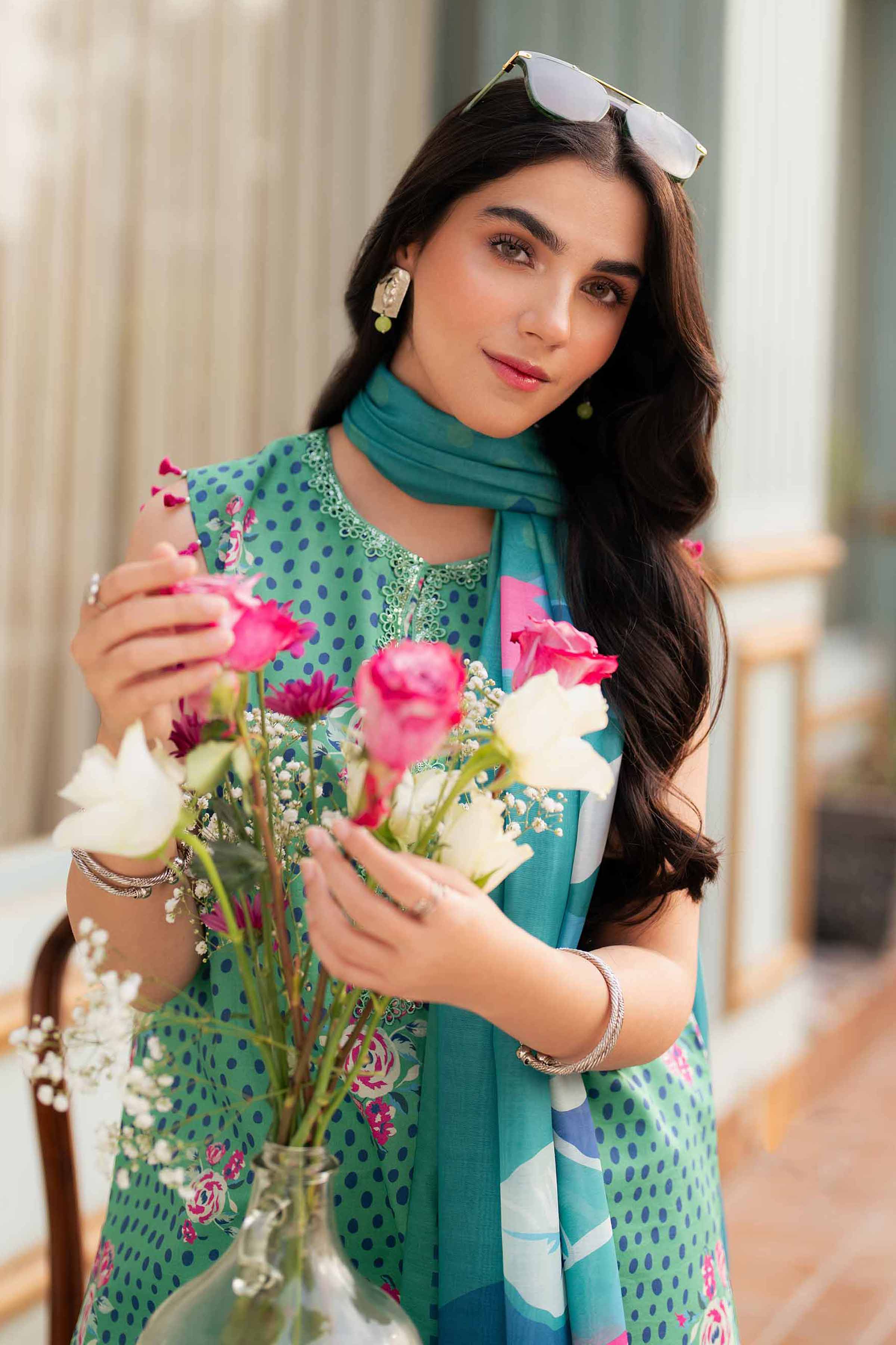 NishatUK - Green Printed Lawn 3-piece unstitched Suit