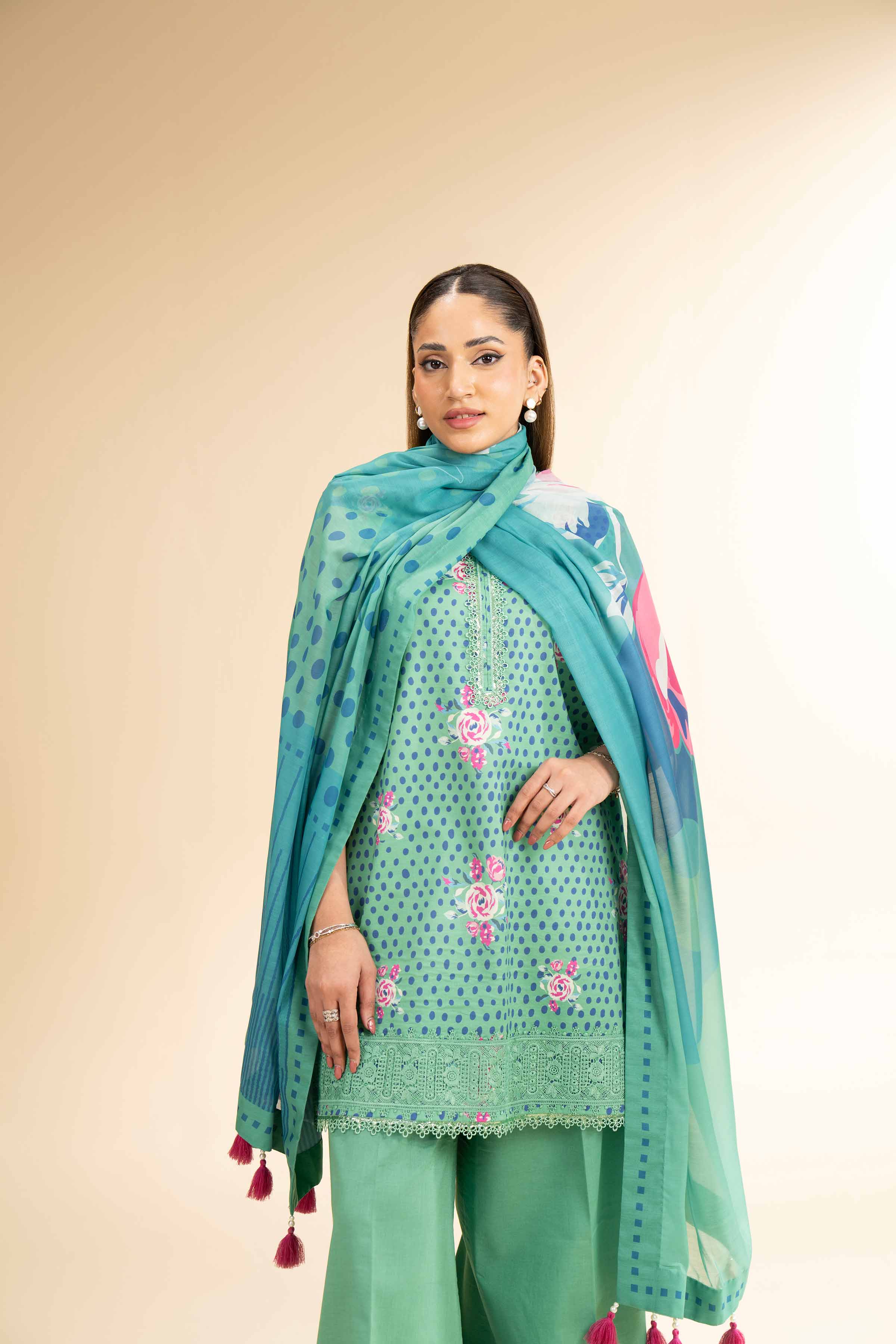 NishatUK - Green Printed Lawn 3-piece unstitched Suit