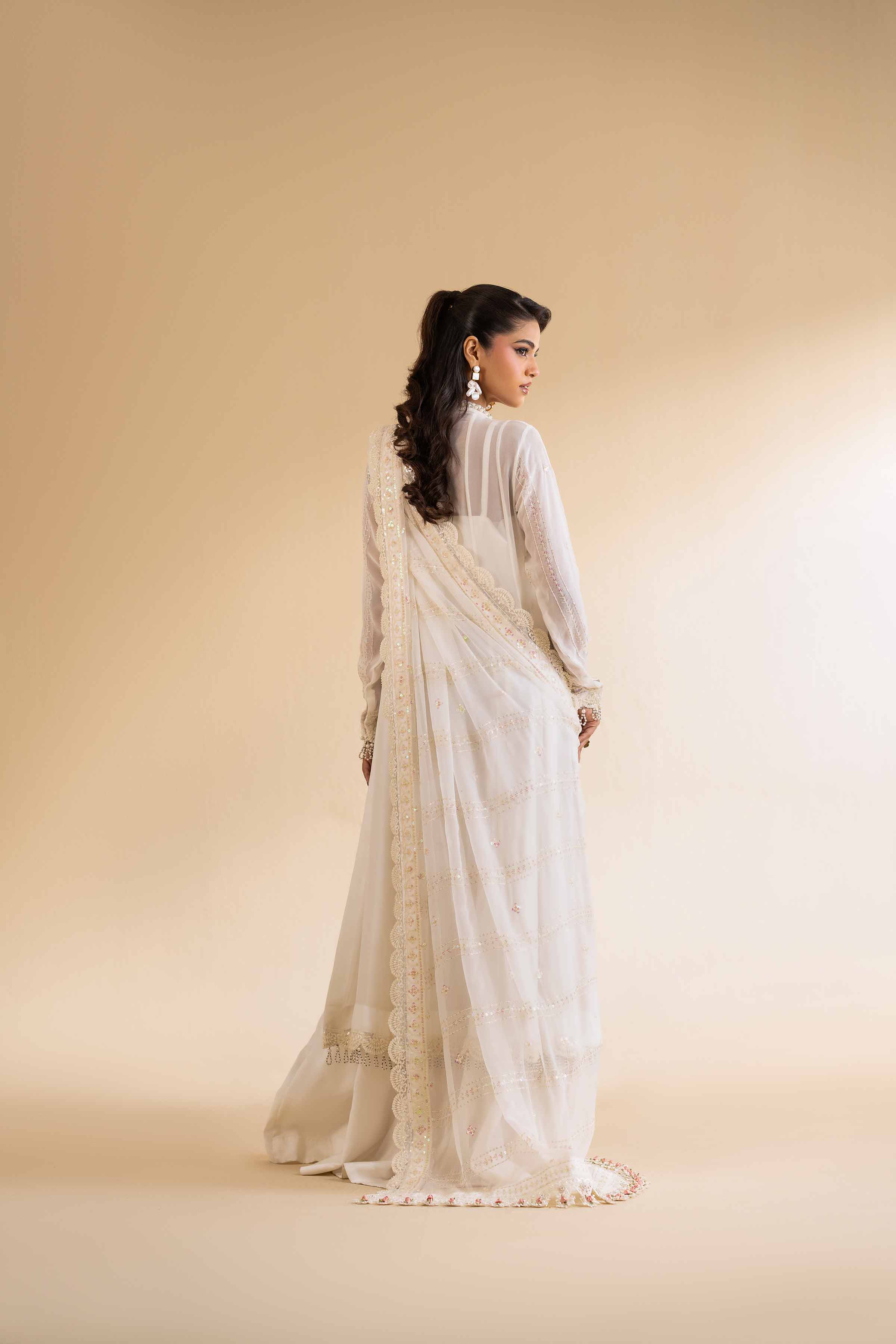 NishatUK - White Embroidered Chicken Kari 3-piece unstitched Suit