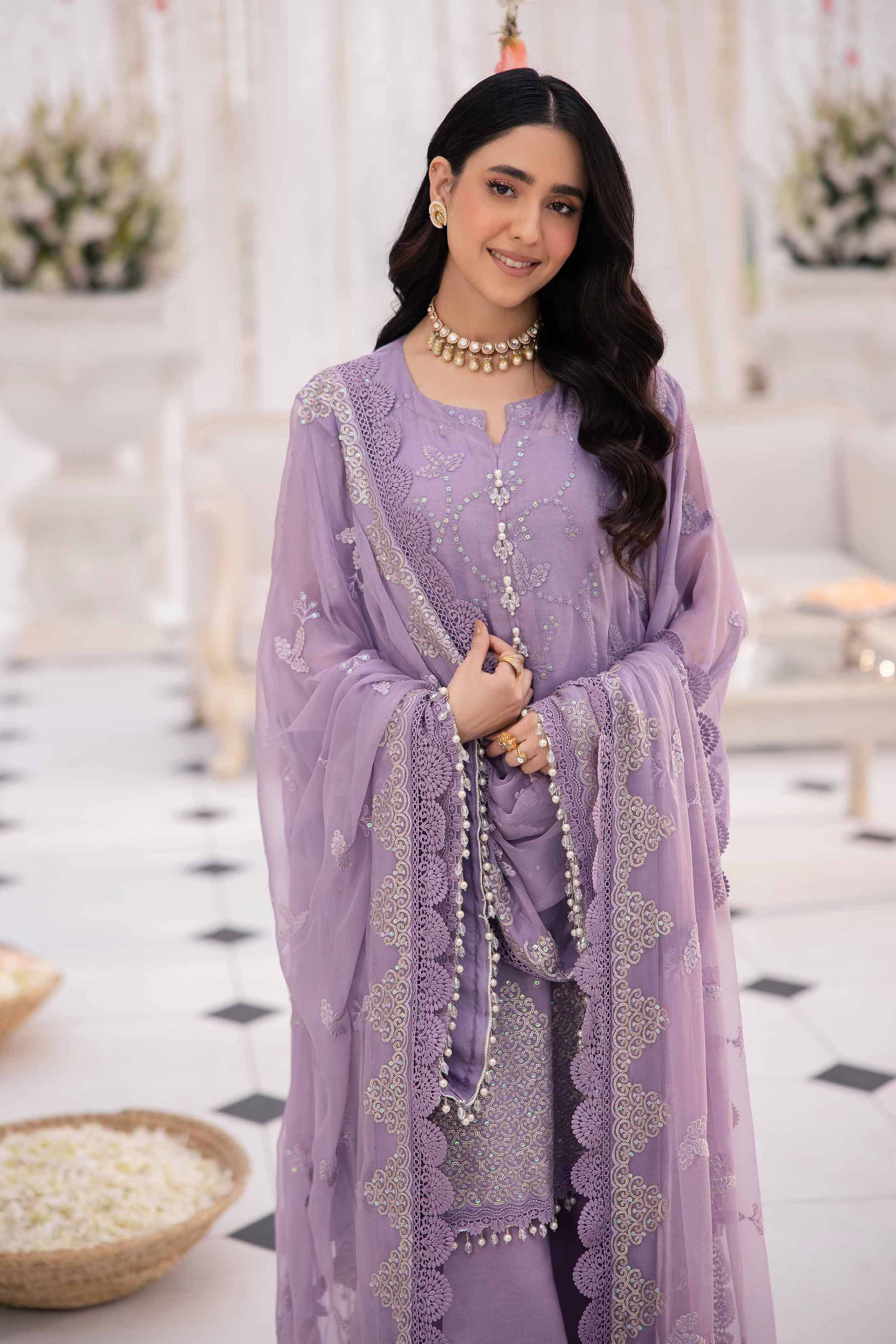 NishatUK - Purple Embroidered Chicken Kari 3-piece unstitched Suit
