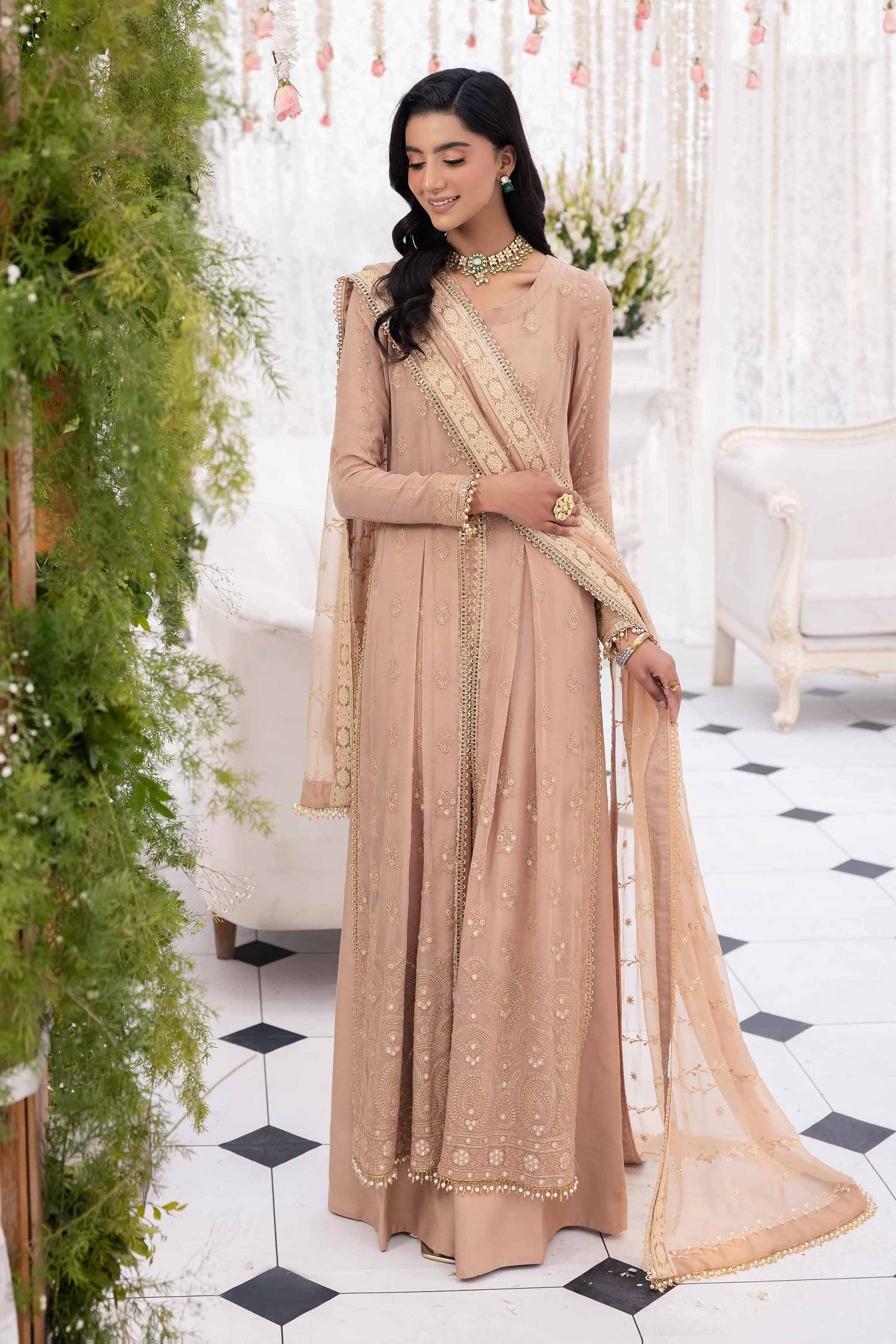 NishatUK - Brown Embroidered Chicken Kari 3-piece unstitched Suit