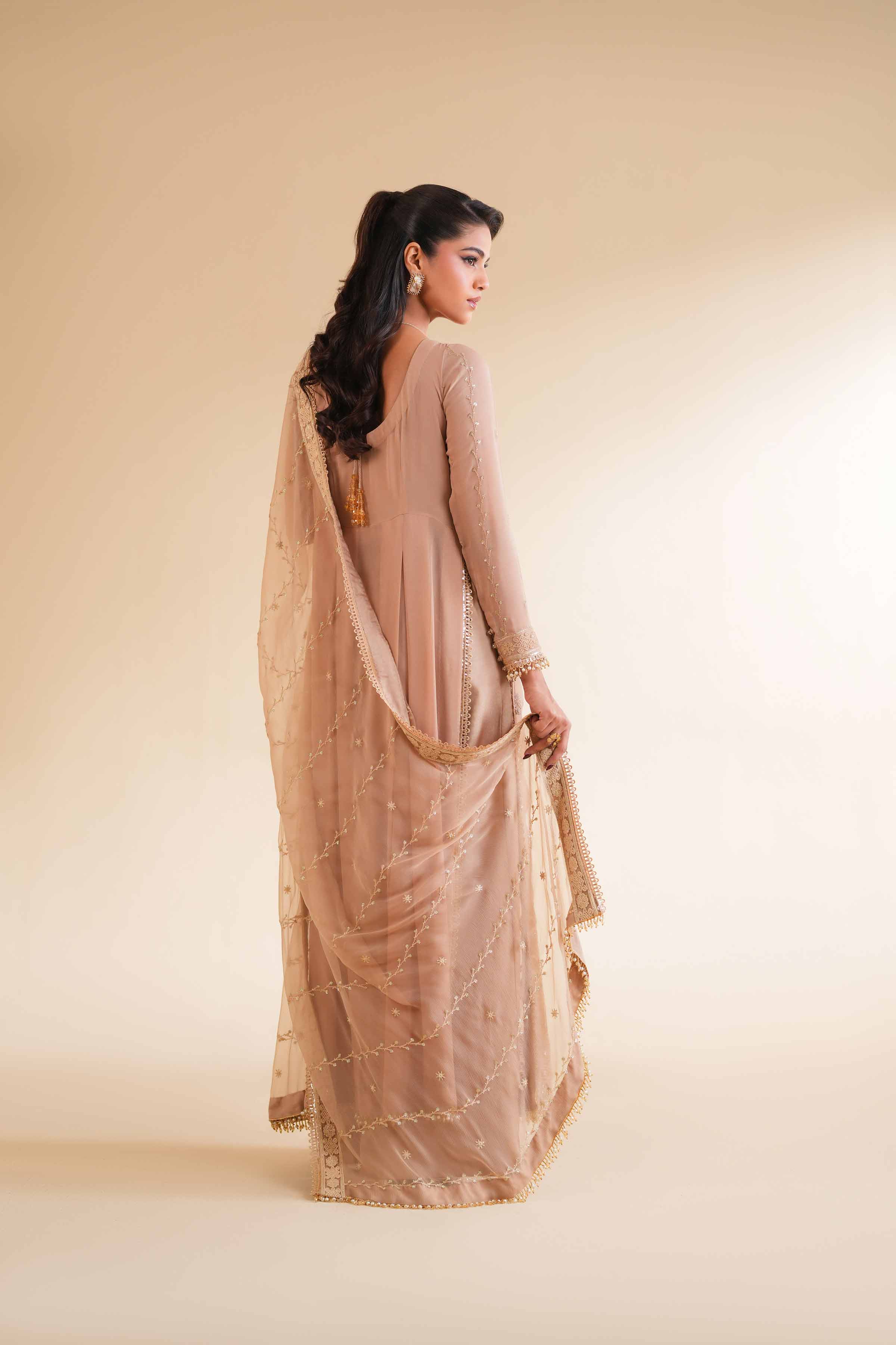 NishatUK - Brown Embroidered Chicken Kari 3-piece unstitched Suit