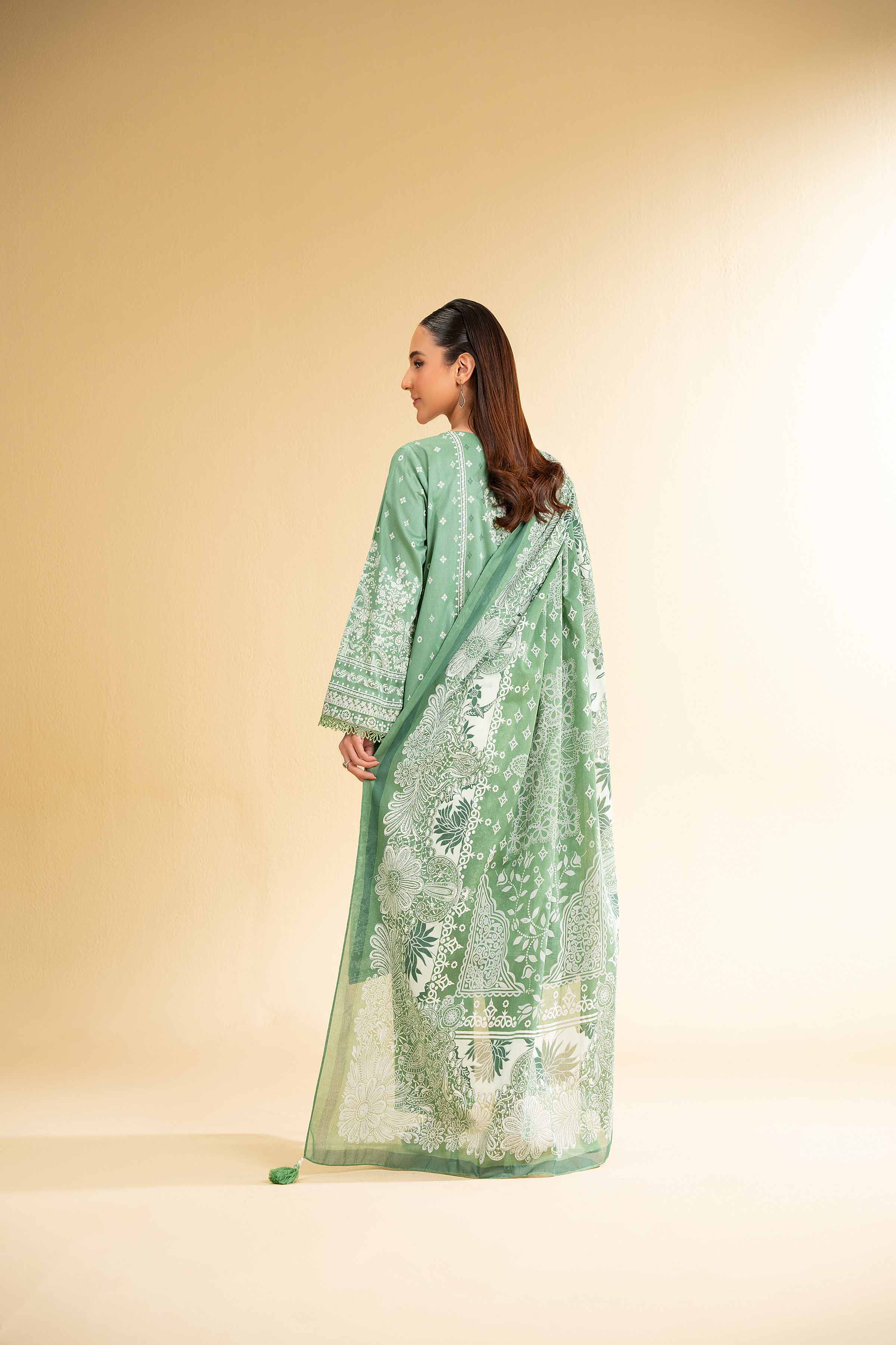Nishat UK - Green Printed Cambric 3 Pieces unstitched suit