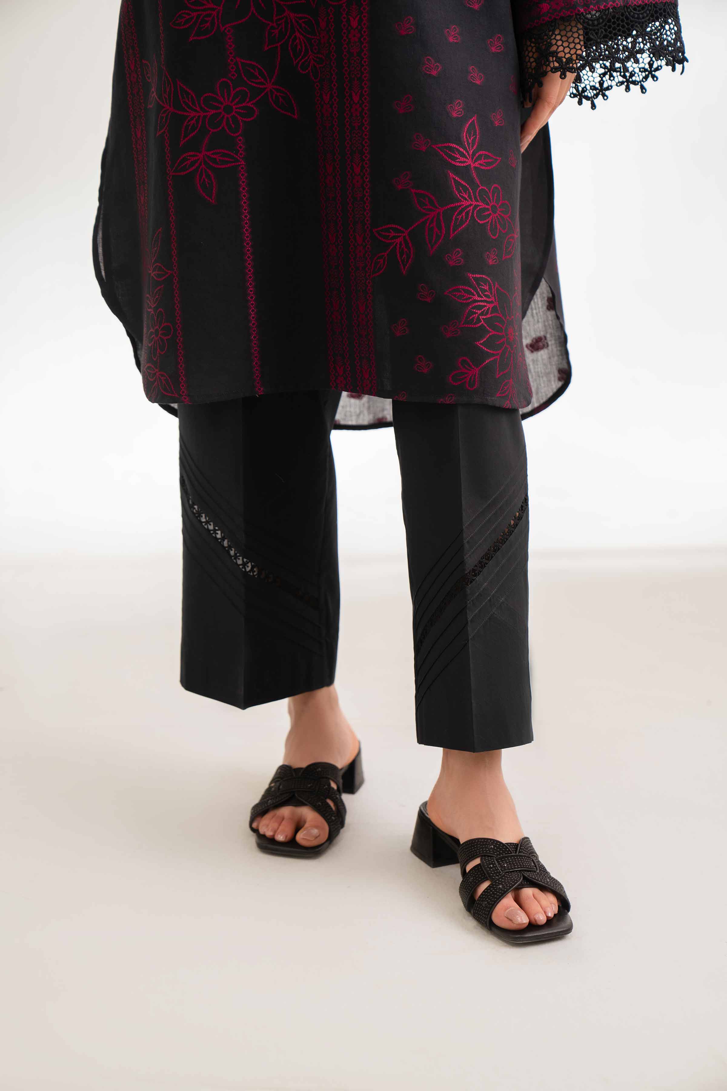 Nishat UK - Black Solids Jacquard 2 Pieces unstitched suit